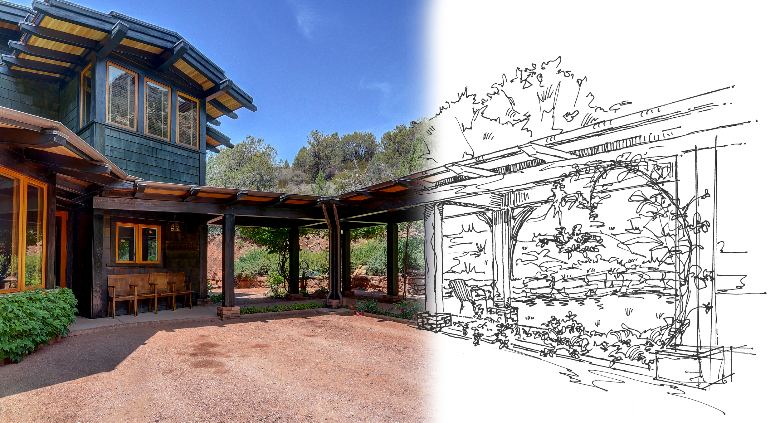 architectural sketch perspective craftsman style private residence