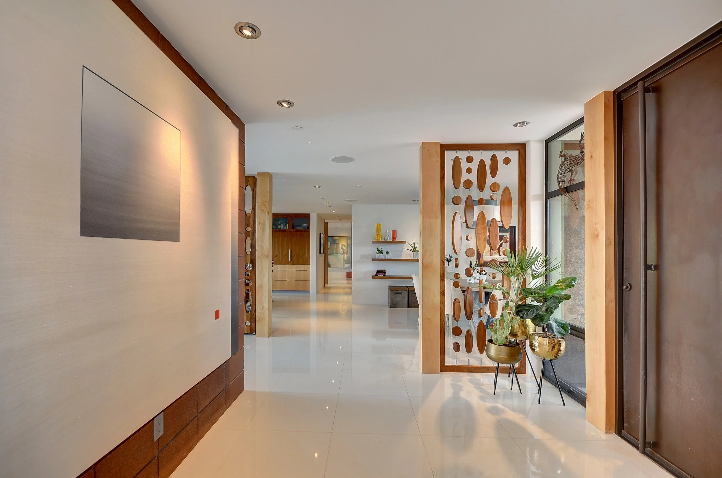 contemporary entry patina steel pivot door custom fabricated privacy screen