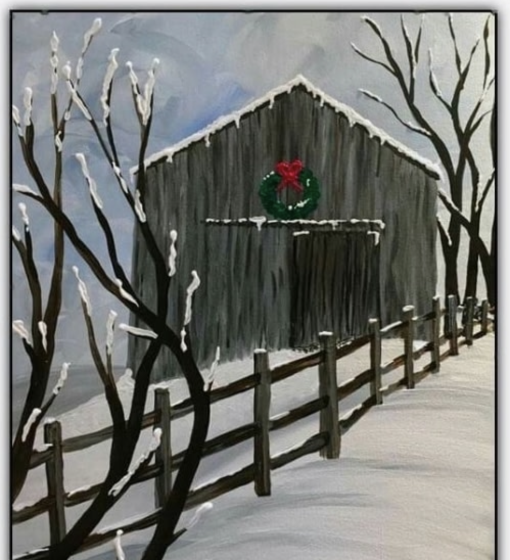 Winter Barn Painting Class at LaRue Street Wellness Farm