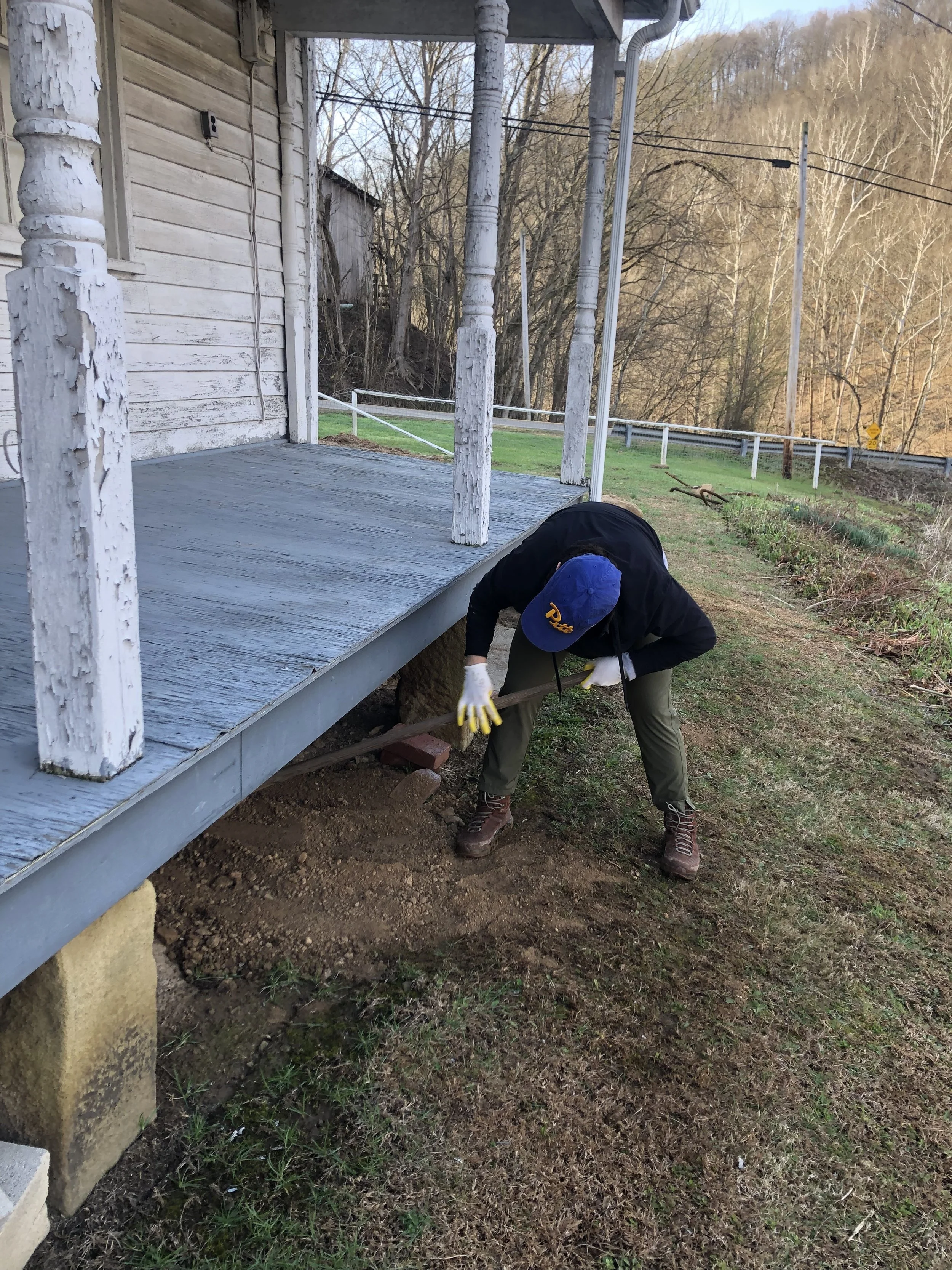 Filling groundhog holes