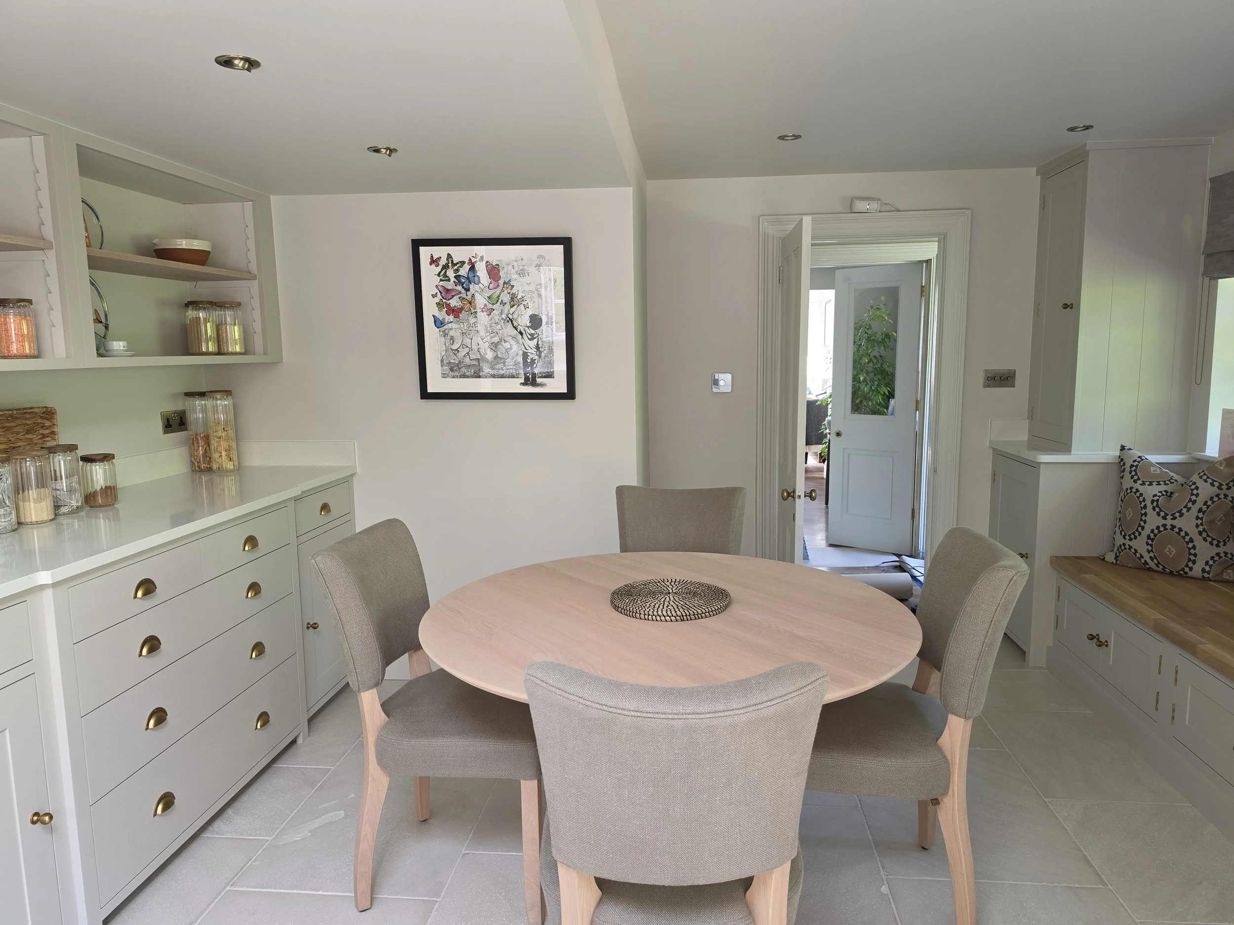Dining area in a Winkfield kitchen renovation looking through to the hall