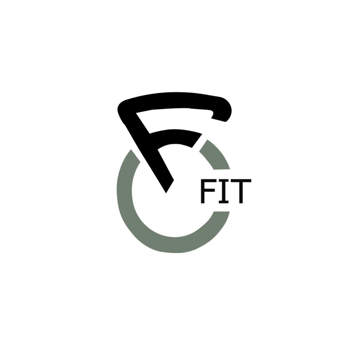 Custom logo for FC FIT. Merging an F and C in the shape of a kettlebell. Appealing to the gym lifestyle and culture. 