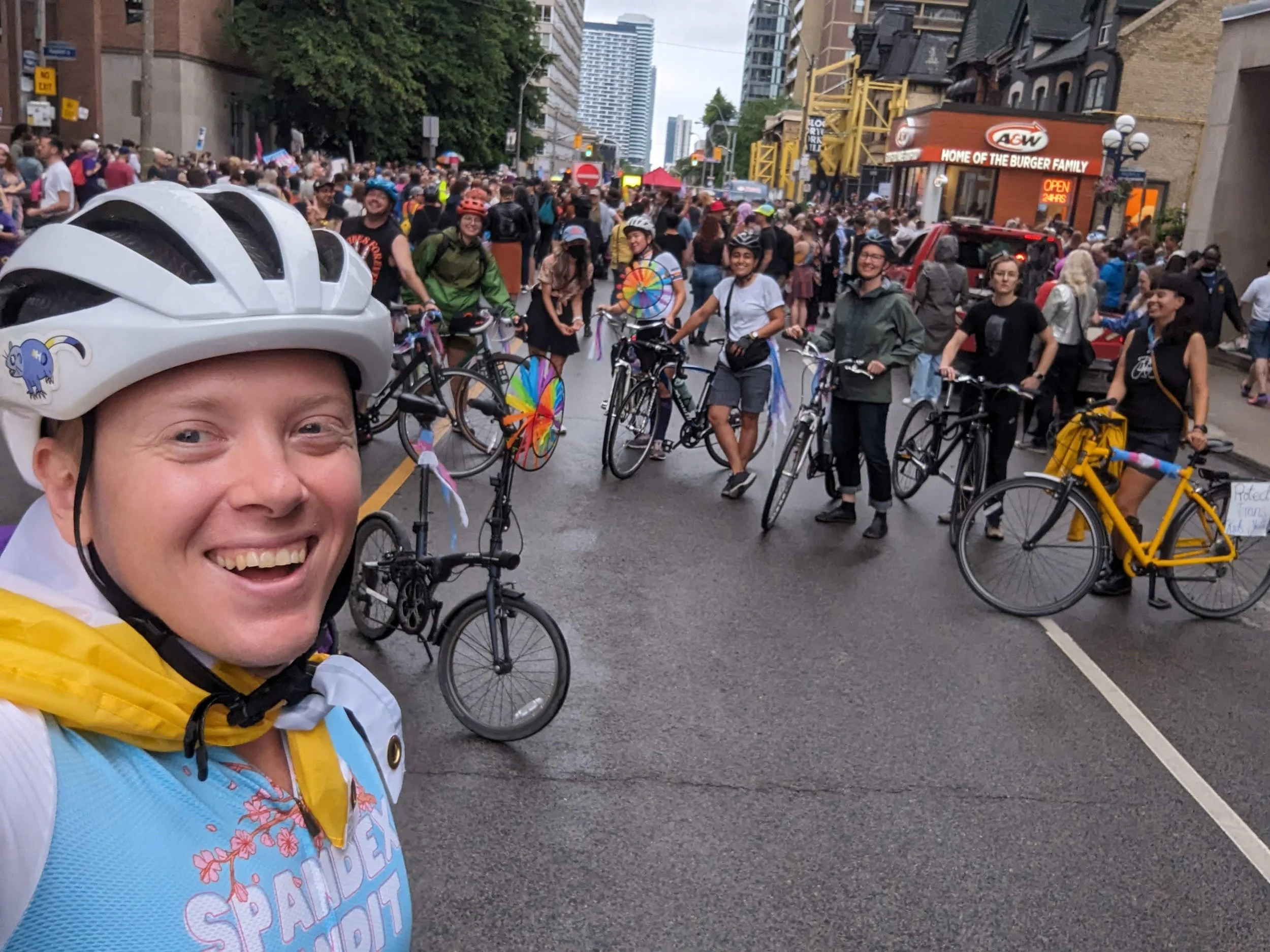 "Spandex Bandit" - A They Cycle event to encourage participation in the Toronto Trans March