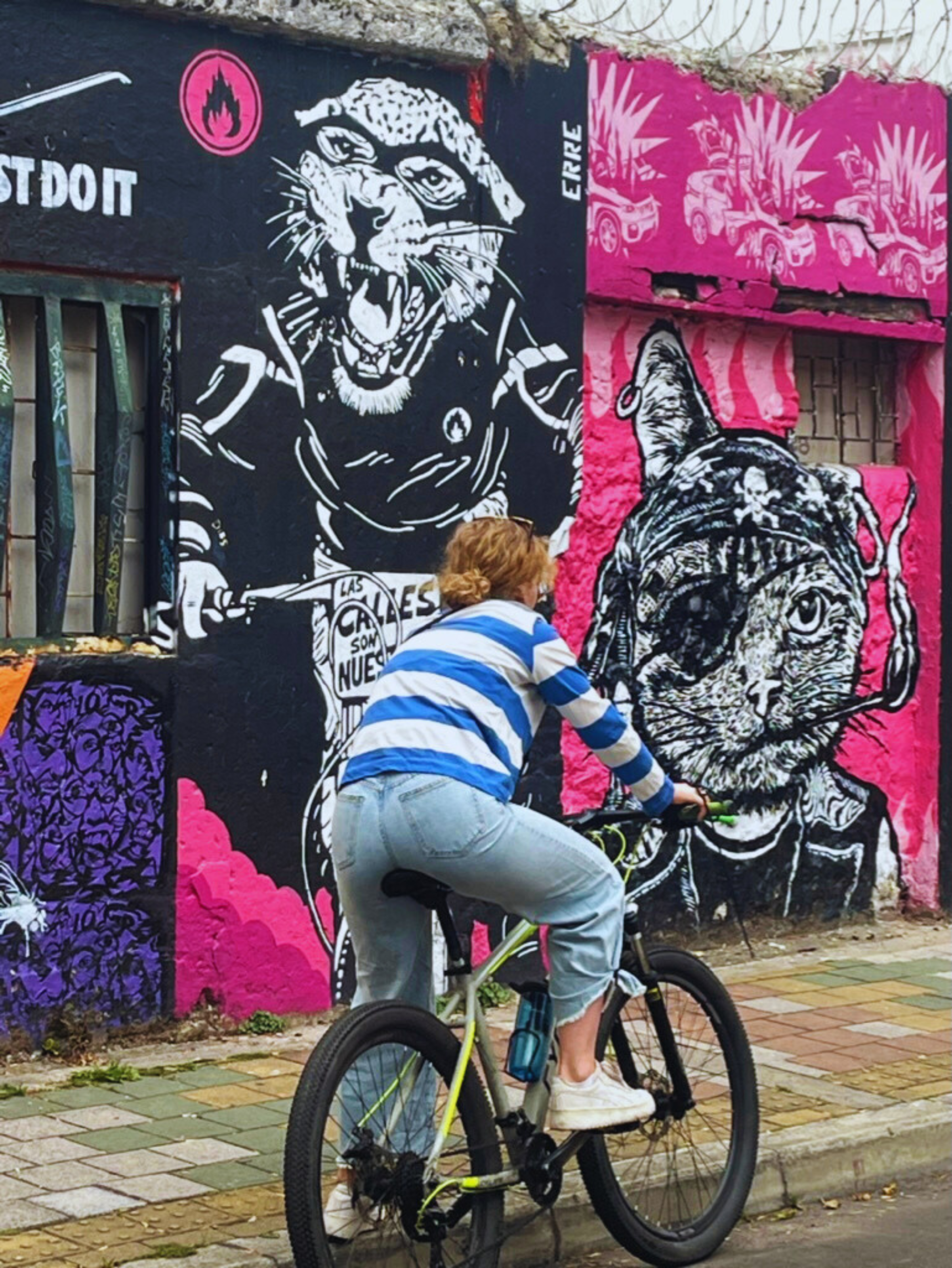 Woman biking in Bogota