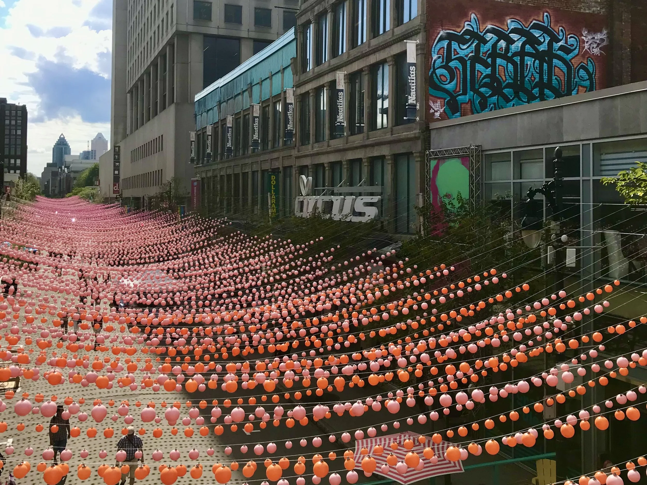 Iconic multi-year art installation in Montreal’s Gay Village. Photo taken by Holly Hixson.