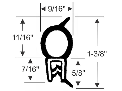 11/16" Top Bulb with Tab Push-On