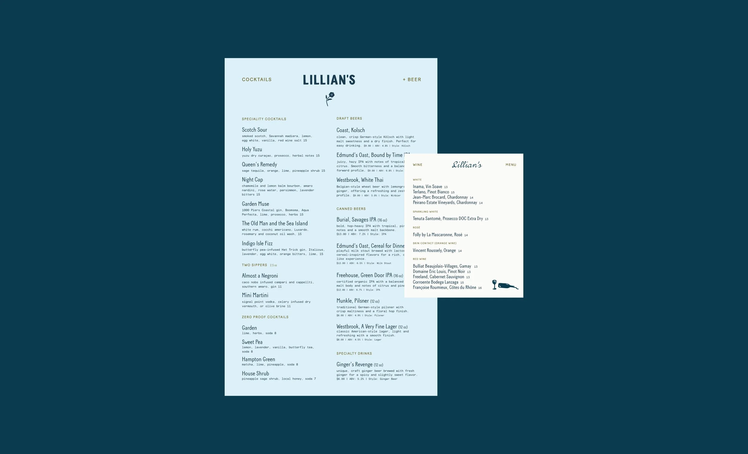 lillian's petite market & eatery menu