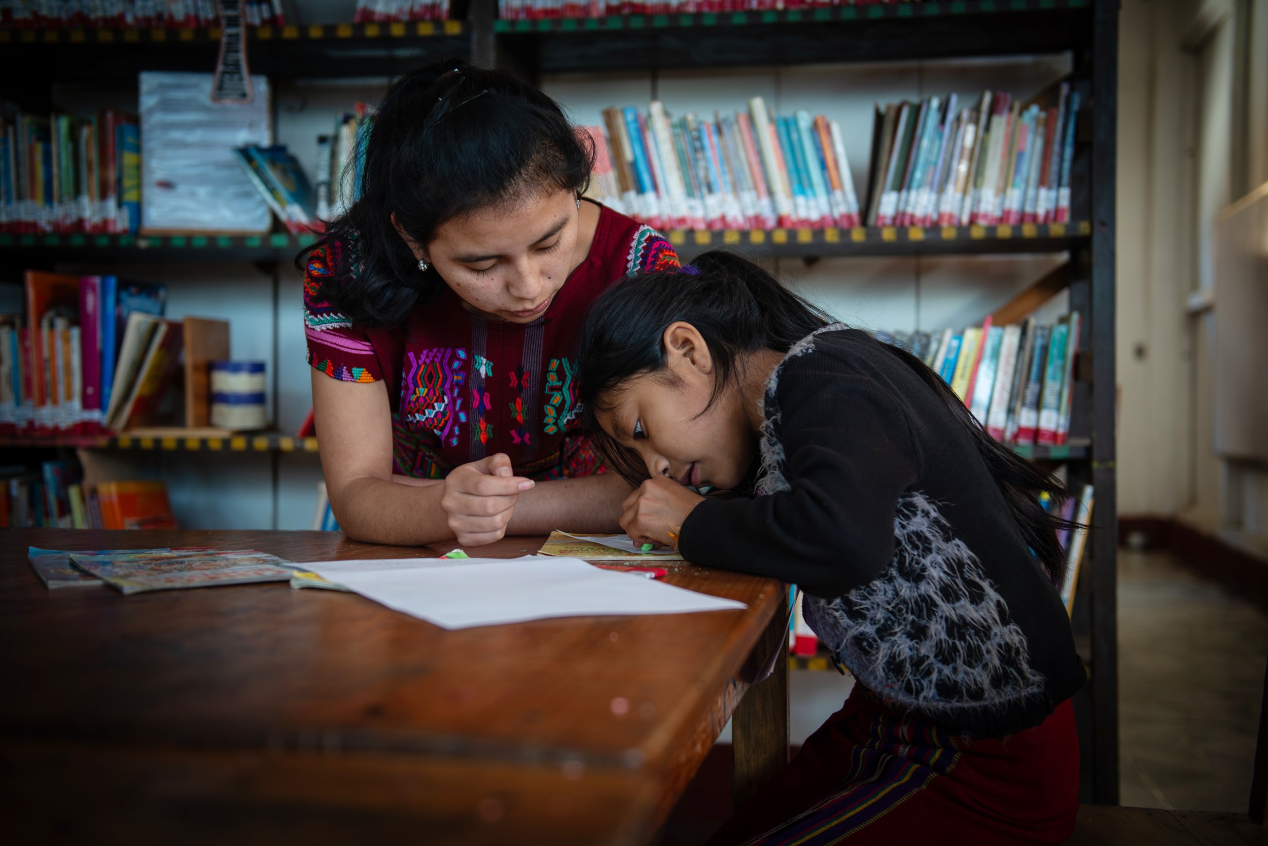 Librarians help with homework and cultivate students’ literacy and research skills. Chajul’s first public library promotes the Ixil language and storytelling and supports community leaders.