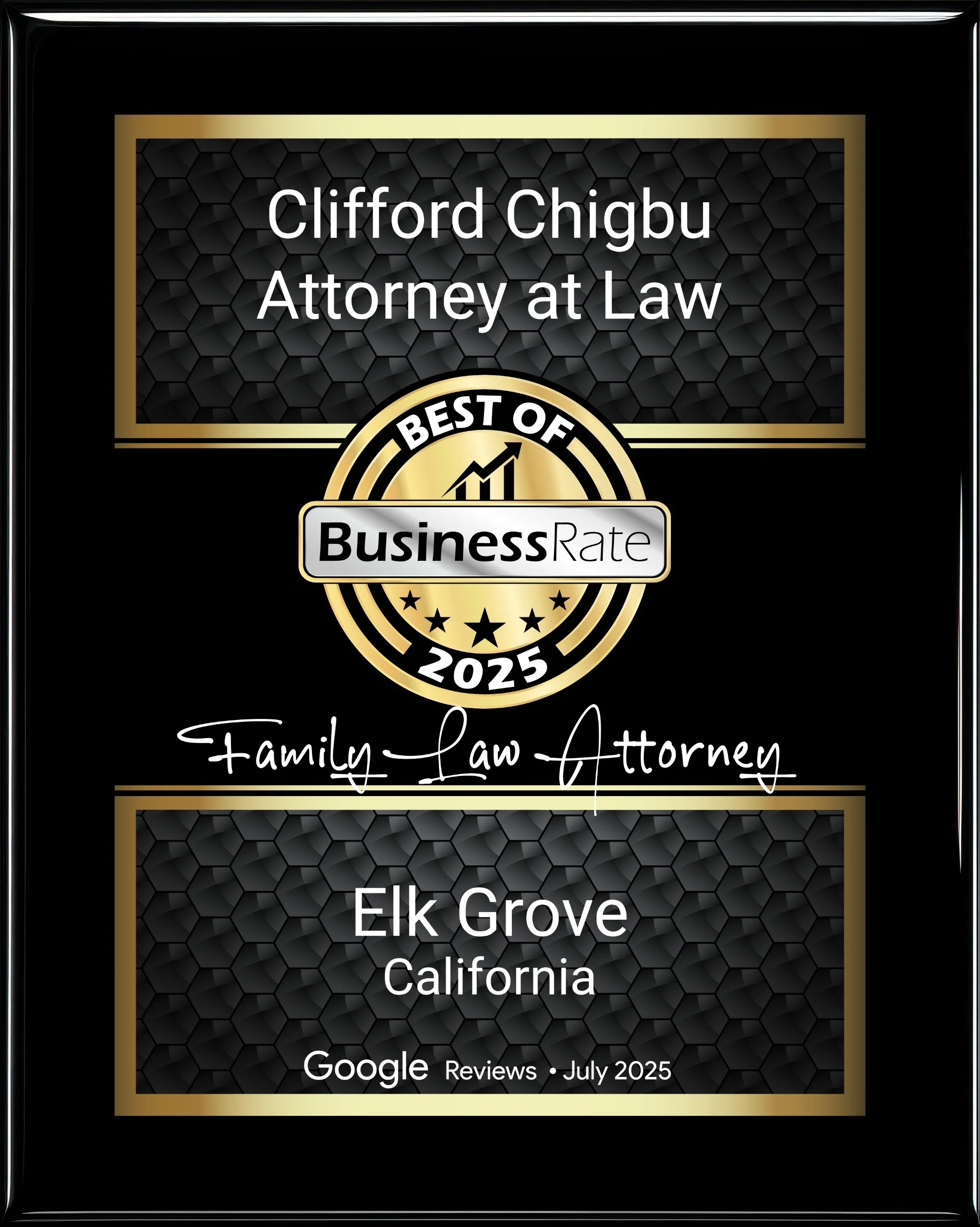 A Moment of Gratitude: Clifford Chigbu Recognized as a Top Family Law Attorney in Elk Grove