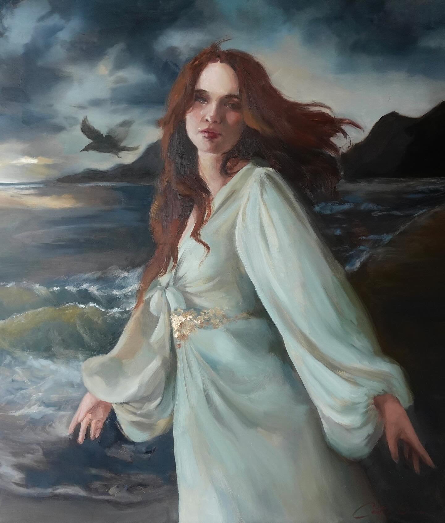 &lsquo;Cl&iacute;odhna&rsquo;s wail&rsquo;. This was originally a bigger painting but I had it cut down because I wasn&rsquo;t happy with how it was looking&hellip;and it was so worth it! To think I was about to paint over this because I hated it😅
.