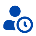 Icon of a person with a clock, representing time management or scheduling.