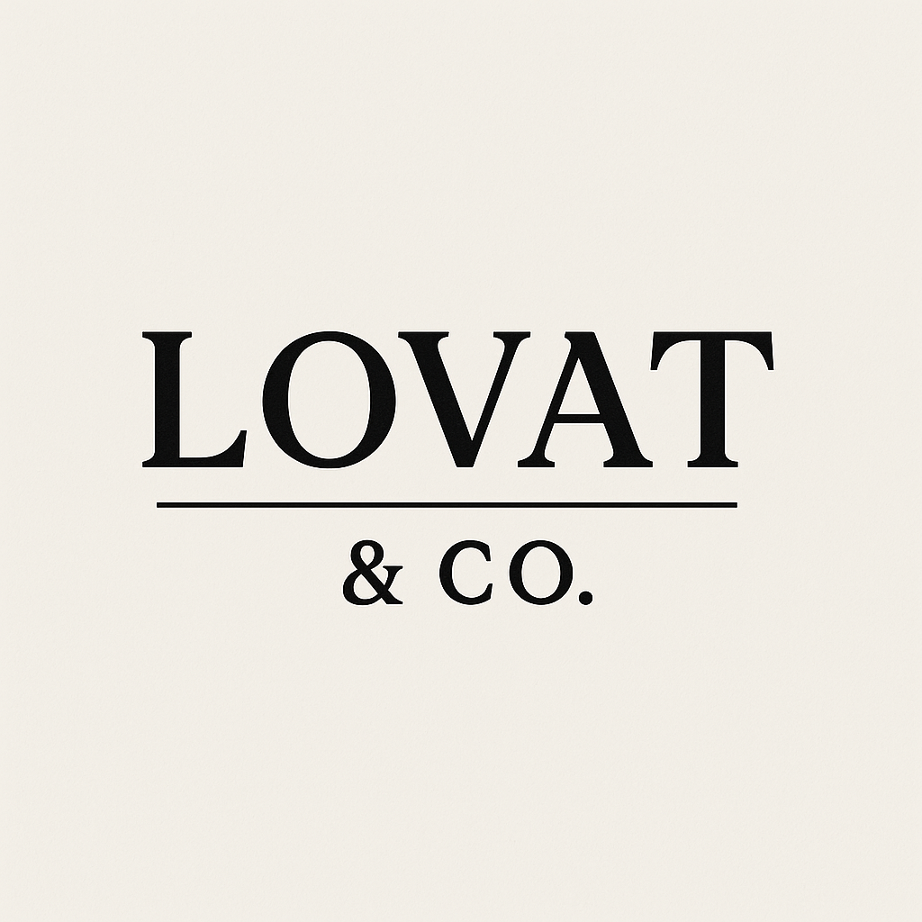 Logo with the text 'LOVAT & CO.' in black against a white background.