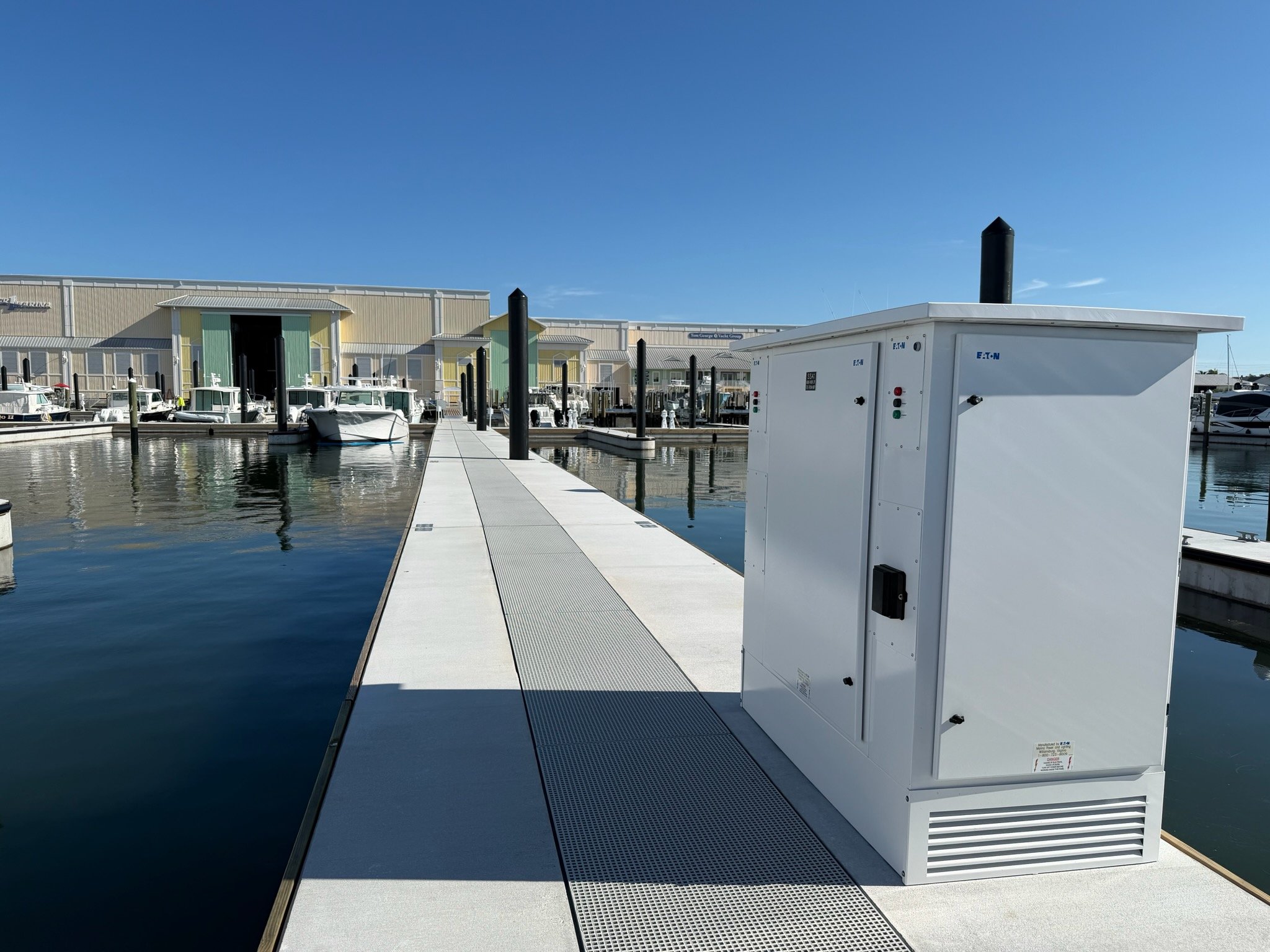 Marina substation for power pedestals