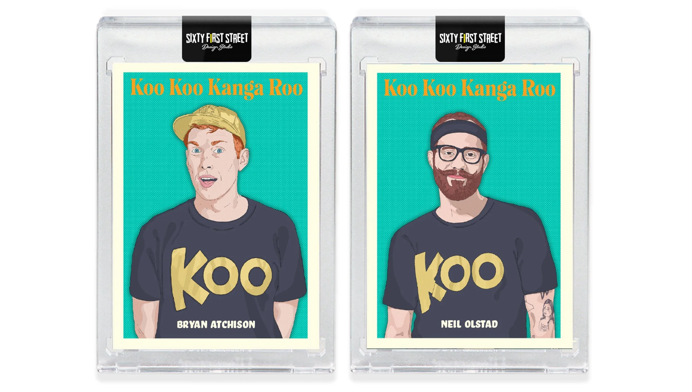 Explore custom artwork and collectible trading cards created for Koo Koo Kanga Roo’s Slow Clap Tour. This colorful design set by Sixty First Street Design Studio highlights the band’s fun energy through illustrated portraits, poster design, and uniqu