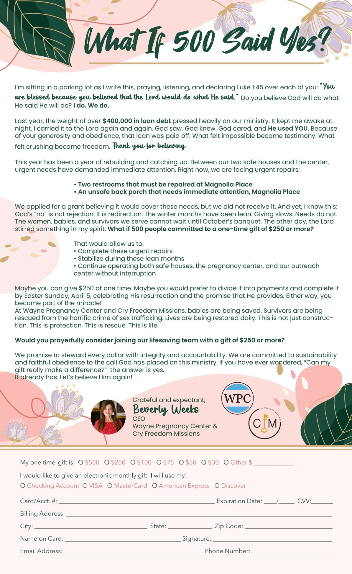 Form titled What If 500 Said Yes