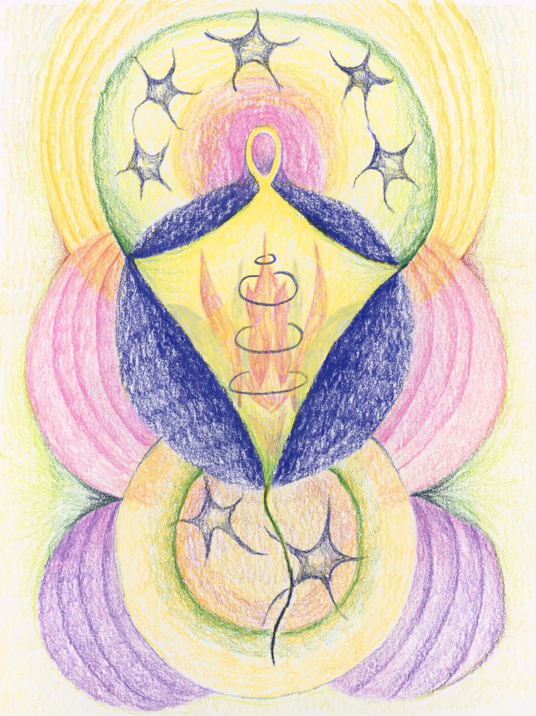Ember, 8x6 inches, colored pencil on paper, 2026