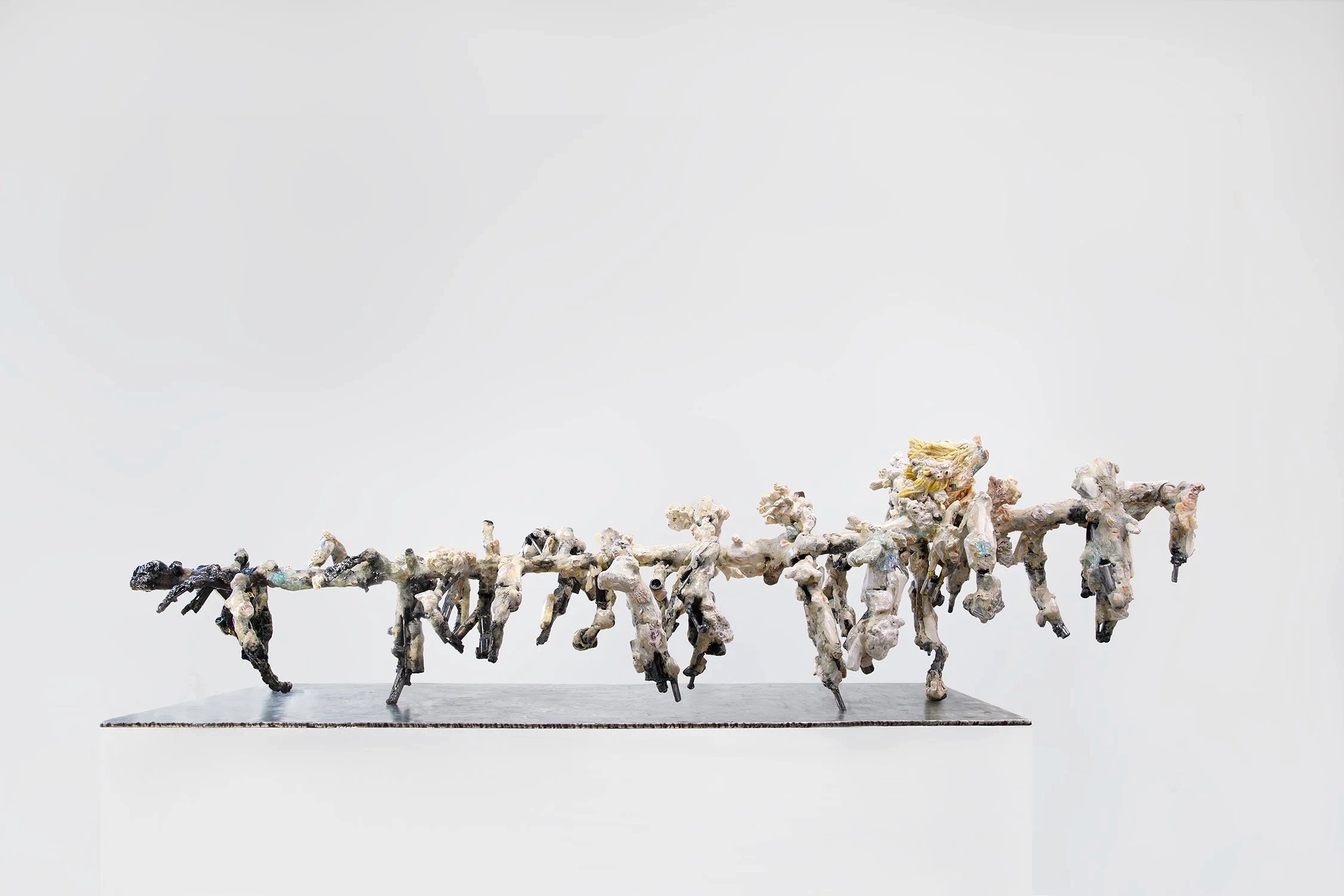 Mare Fecunditatis—resurrection
(2025) Steel, urethane resin, proprietary compound made from epoxy, coral, seashell, fossil, animal bone, lapis lazuli, turquoise, jade, amethyst, blue quartz, green fluorite, red jasper, rose quartz, alabaster, soap st