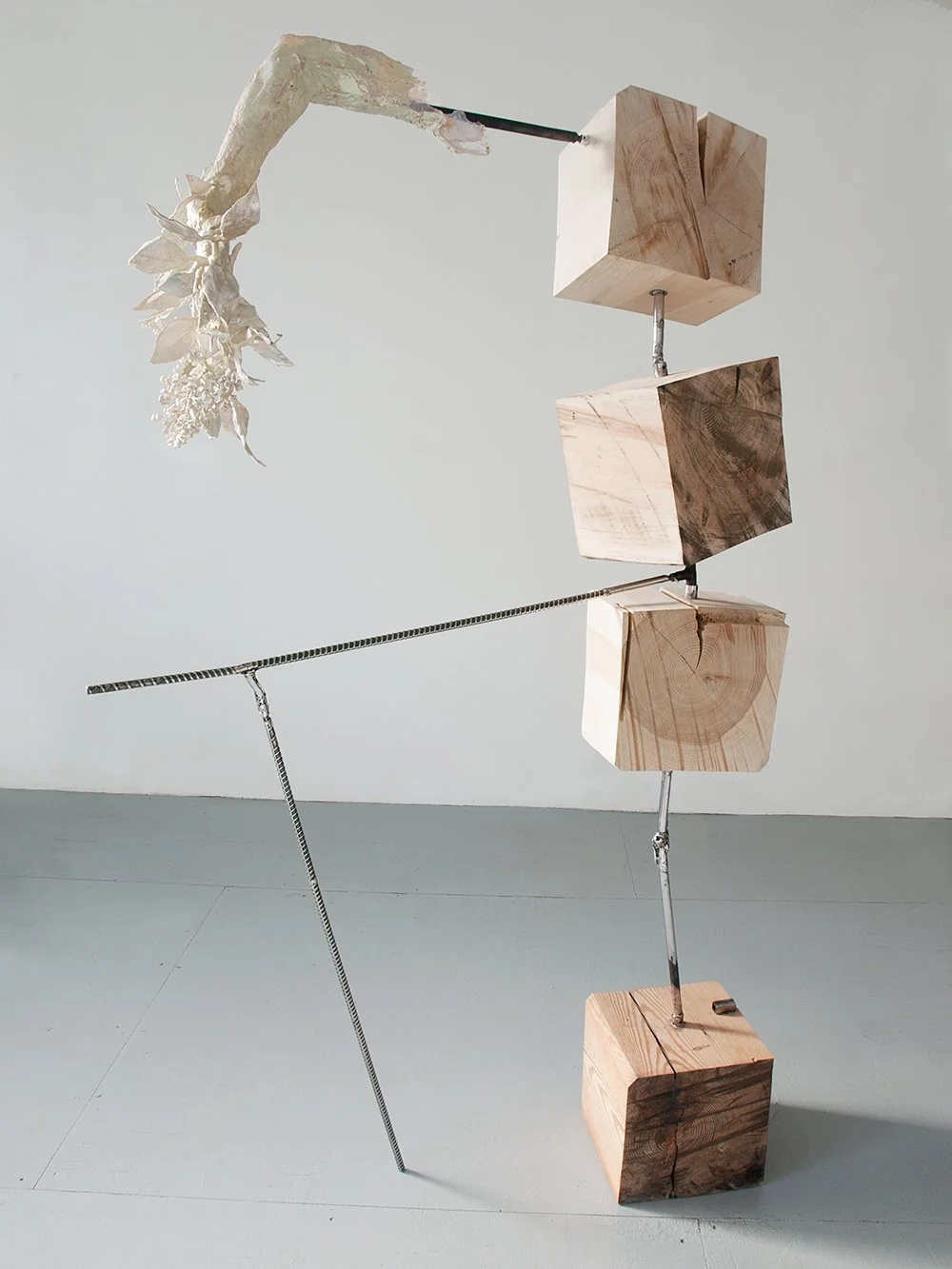  A Touch of Foliage on Timber United by Ferrous  2014  H74 x W54 x L38 in  wood, steel, polyurethane resin      