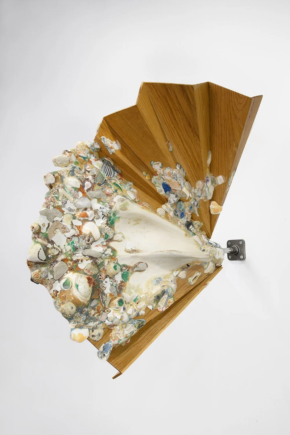 Ceremonial Delta II
(2025)
Oak, camel bone, proprietary compound made from epoxy, coral, seashell, fossil, animal bone, lapis lazuli, turquoise, jade, amethyst, blue quartz, green fluorite, red jasper, rose quartz, alabaster, soap stone, sea glass, a