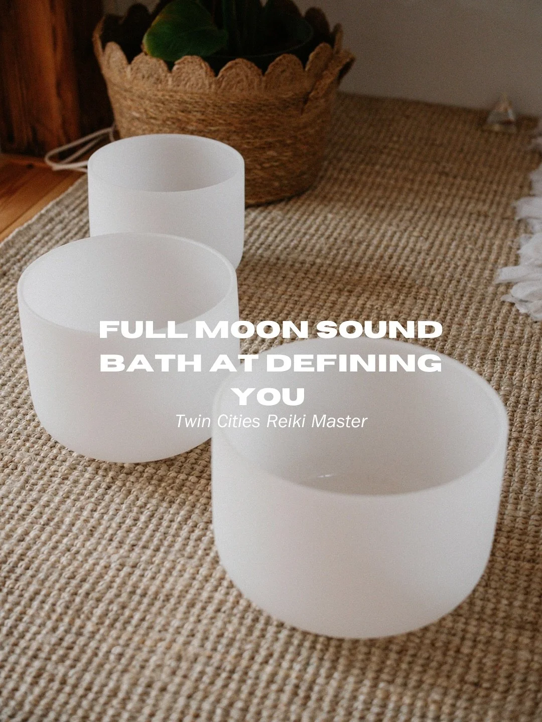 Find your calm under the full moon 🌕
Twin Cities Reiki Master is bringing Full Moon Sound Baths to our studio on Nov 4, Dec 3, and Jan 3 (7:00 PM) 
Begin with energetic cleansing & intention setting, then let the crystal bowls guide you into d