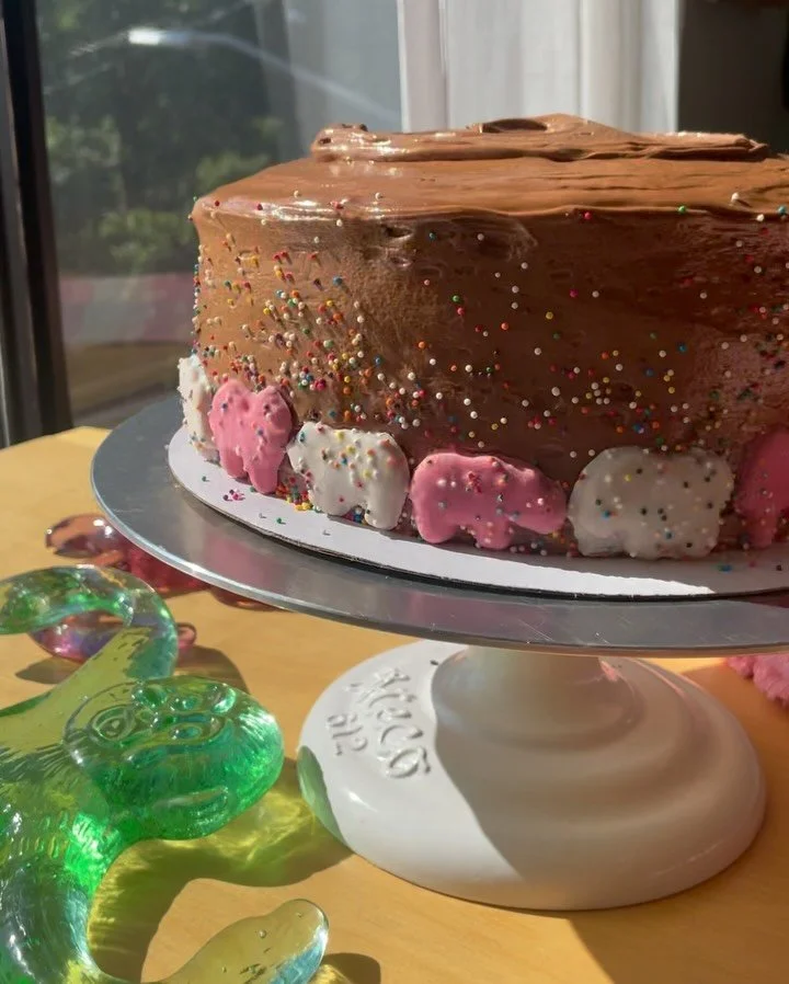 My circus and my monkeys AND my cake 
🎪 🐒 

Chocolate cake with malted chocolate chocolate frosting