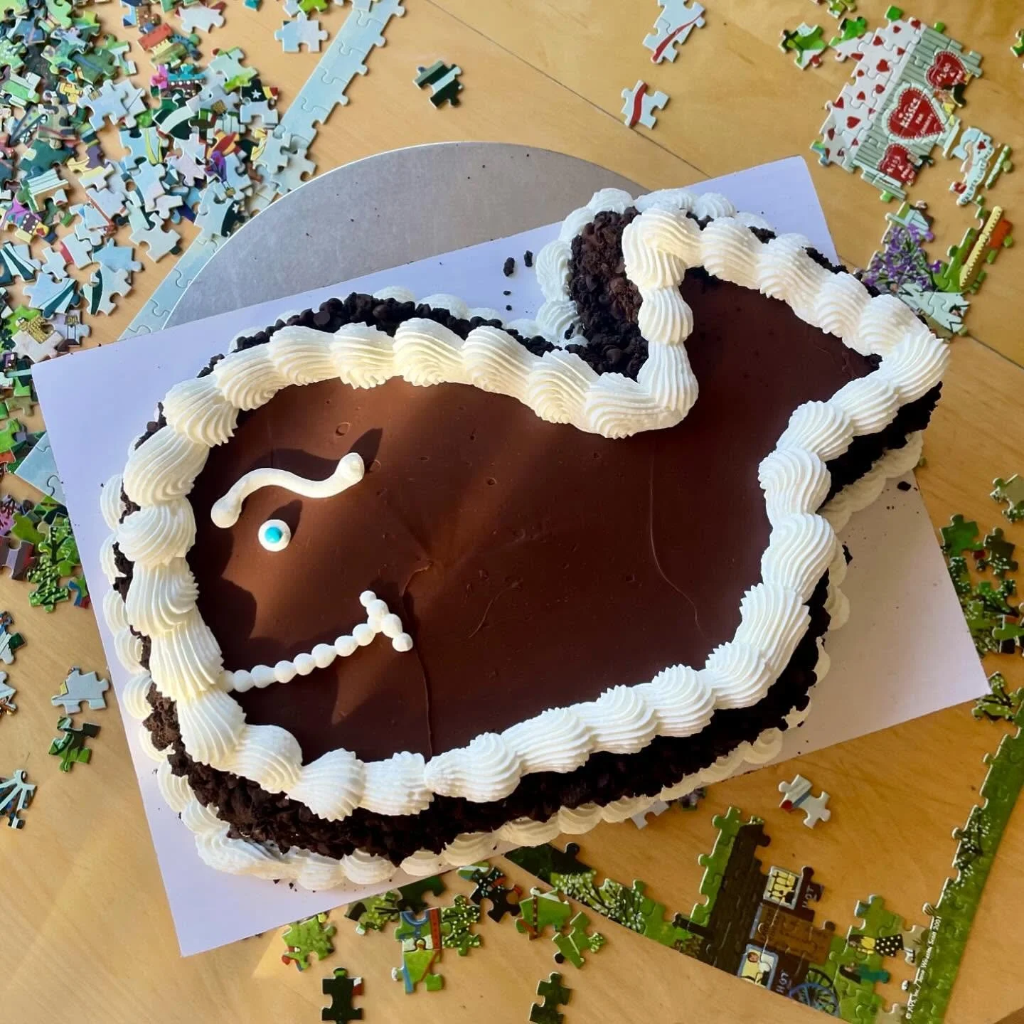 A very fun little ice cream cake project 🍨 🐳 it&rsquo;s Fudgie the Whale! Carvel started making these ice cream cakes in the 70s (and apparently still does! Along with something called Cookie Puss!!)

My take on Fudgie involved a chocolate brownie-