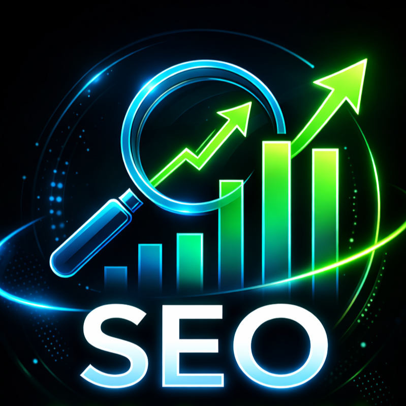 SEO services icon showing search optimization and ranking growth for clinics.