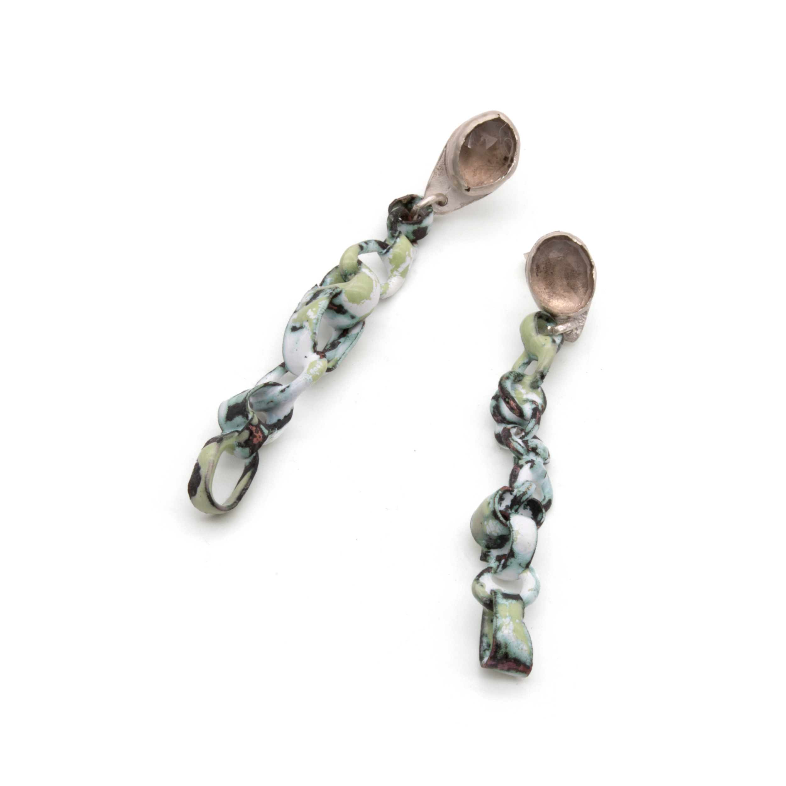 Enameled Chain Earrings