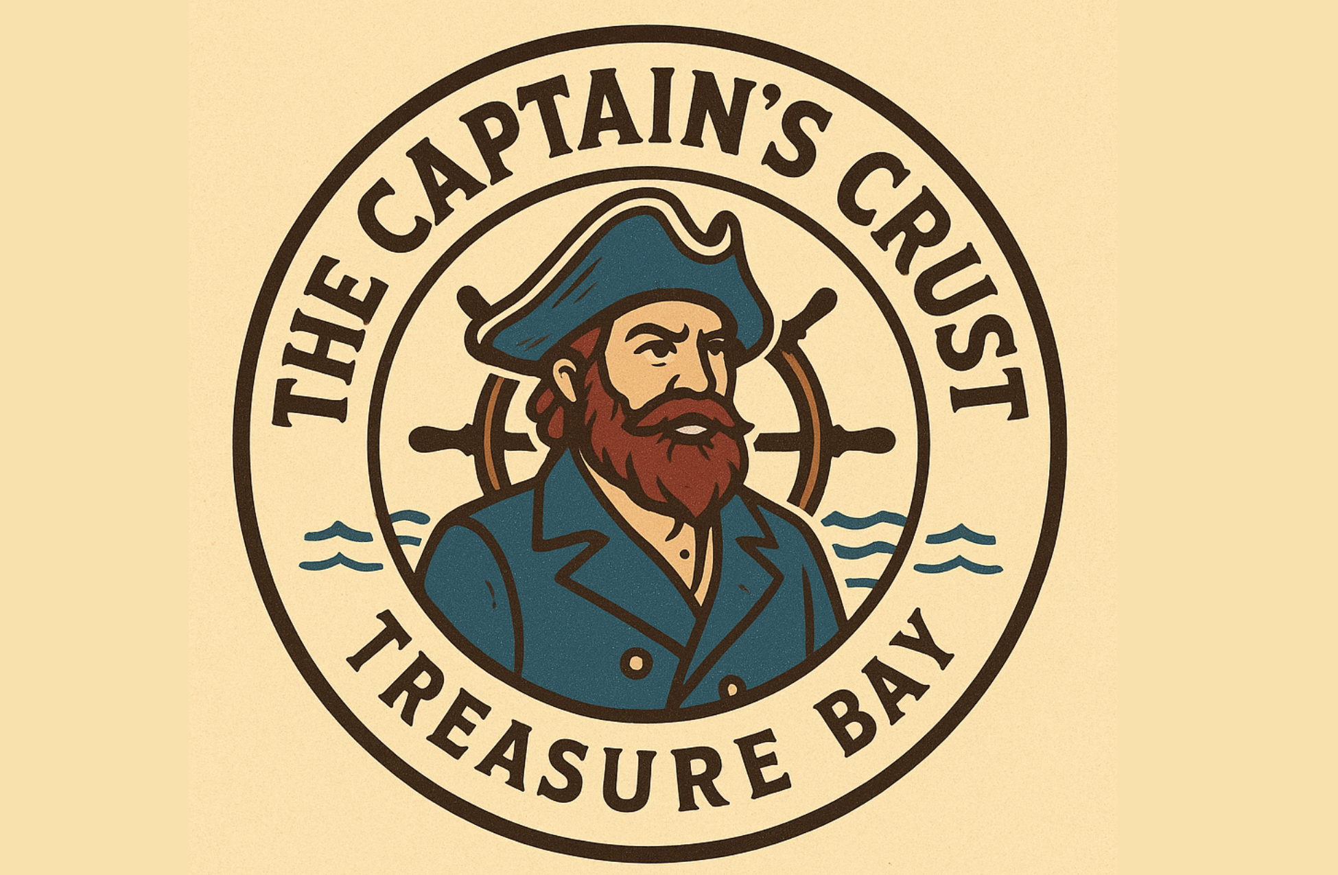Captain standing in front of a steering wheel and ocean waves 