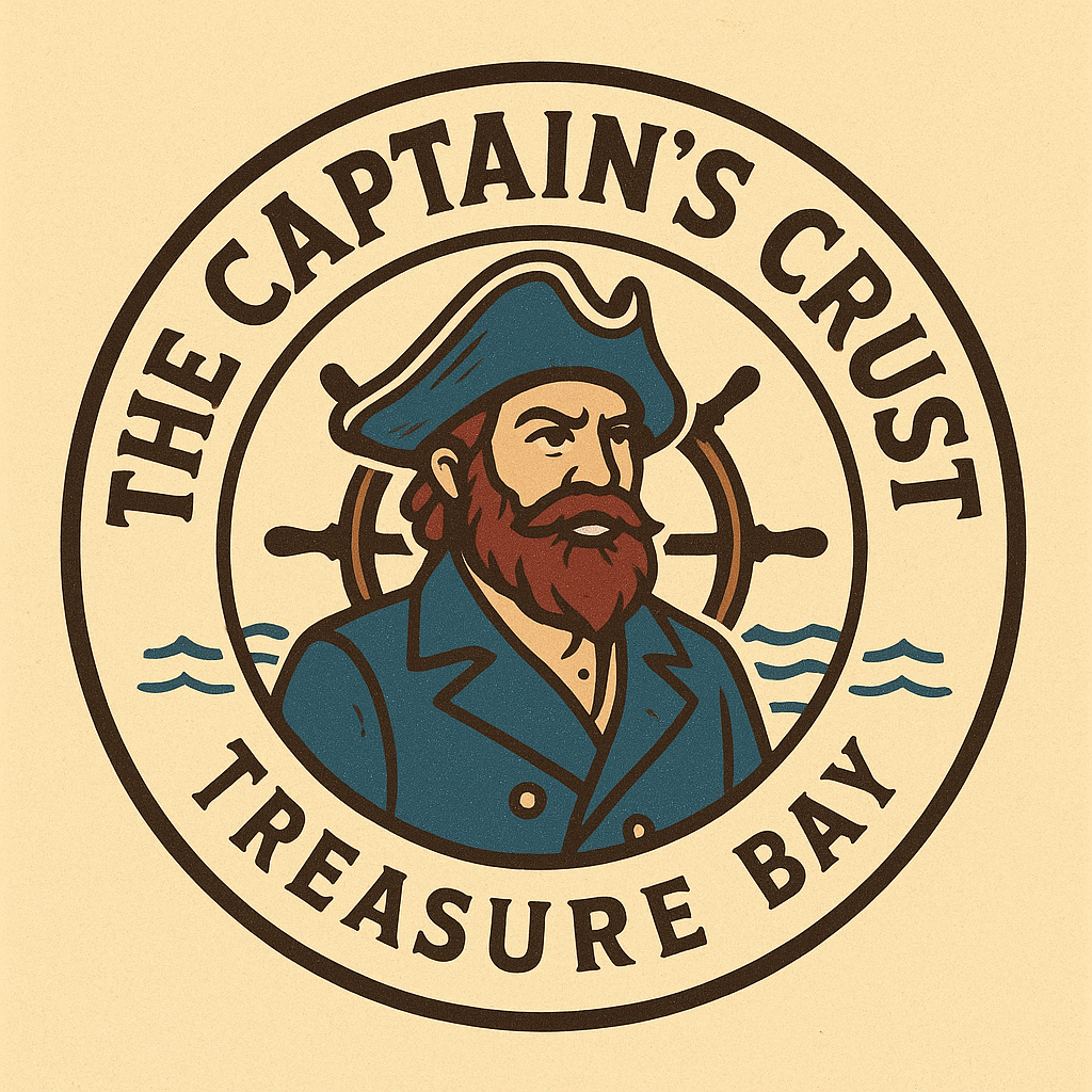 Captain standing in front of a steering wheel for a boat and blue waves