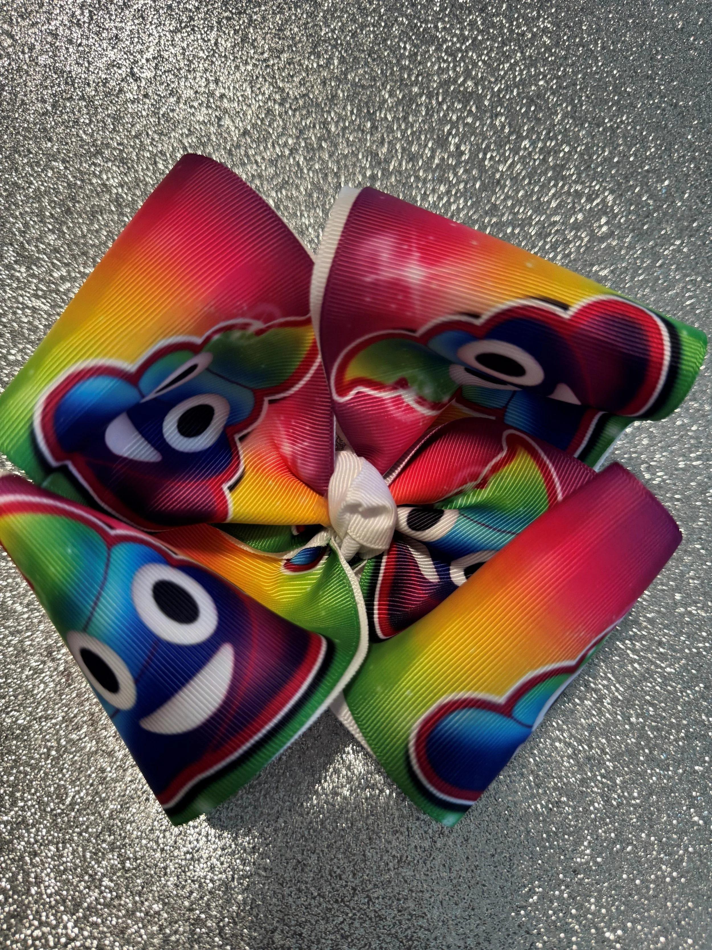 Rainbow Poop Emoji Big 4inch Bow