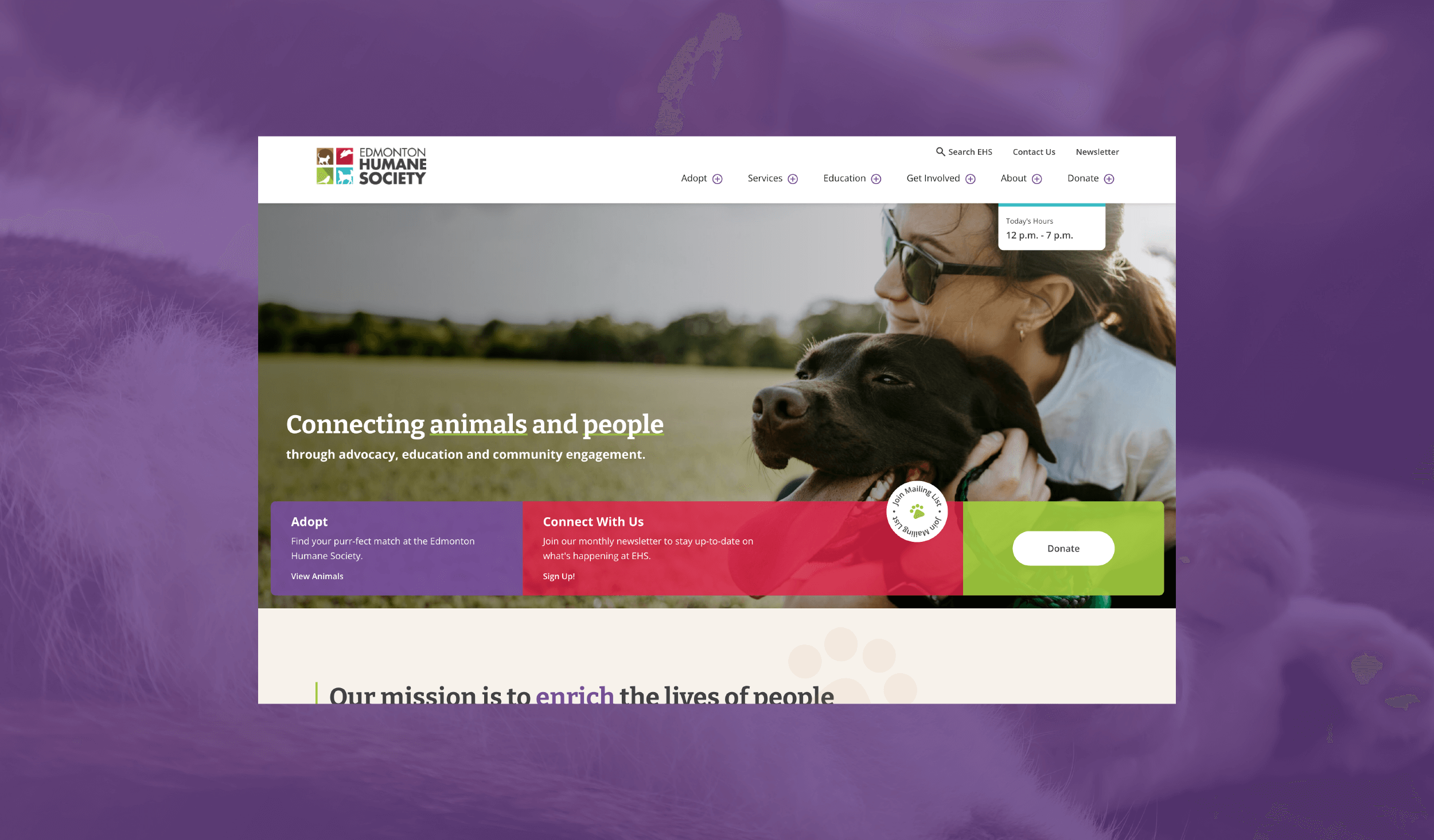 Edmonton Humane Society UX/UI Design