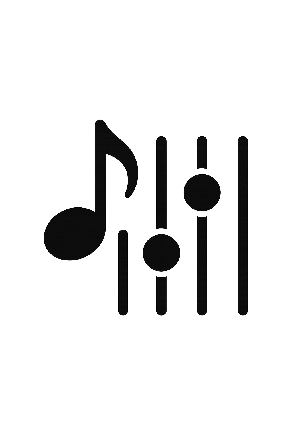 Music notes and equalizer bars