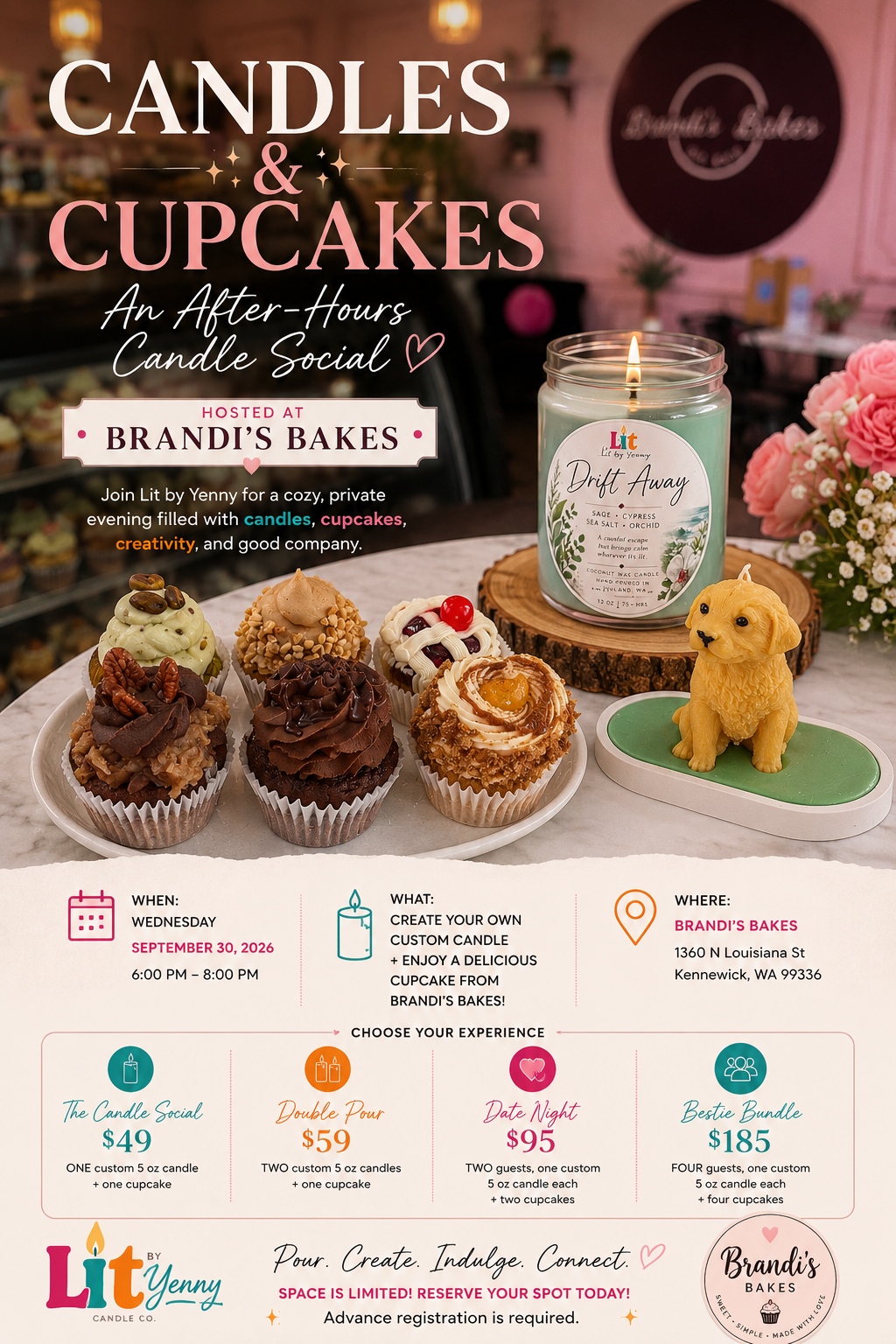 🧁 CANDLES & CUPCAKES 🕯️ An After-Hours Candle Social at Brandi’s Bakes - September 30th