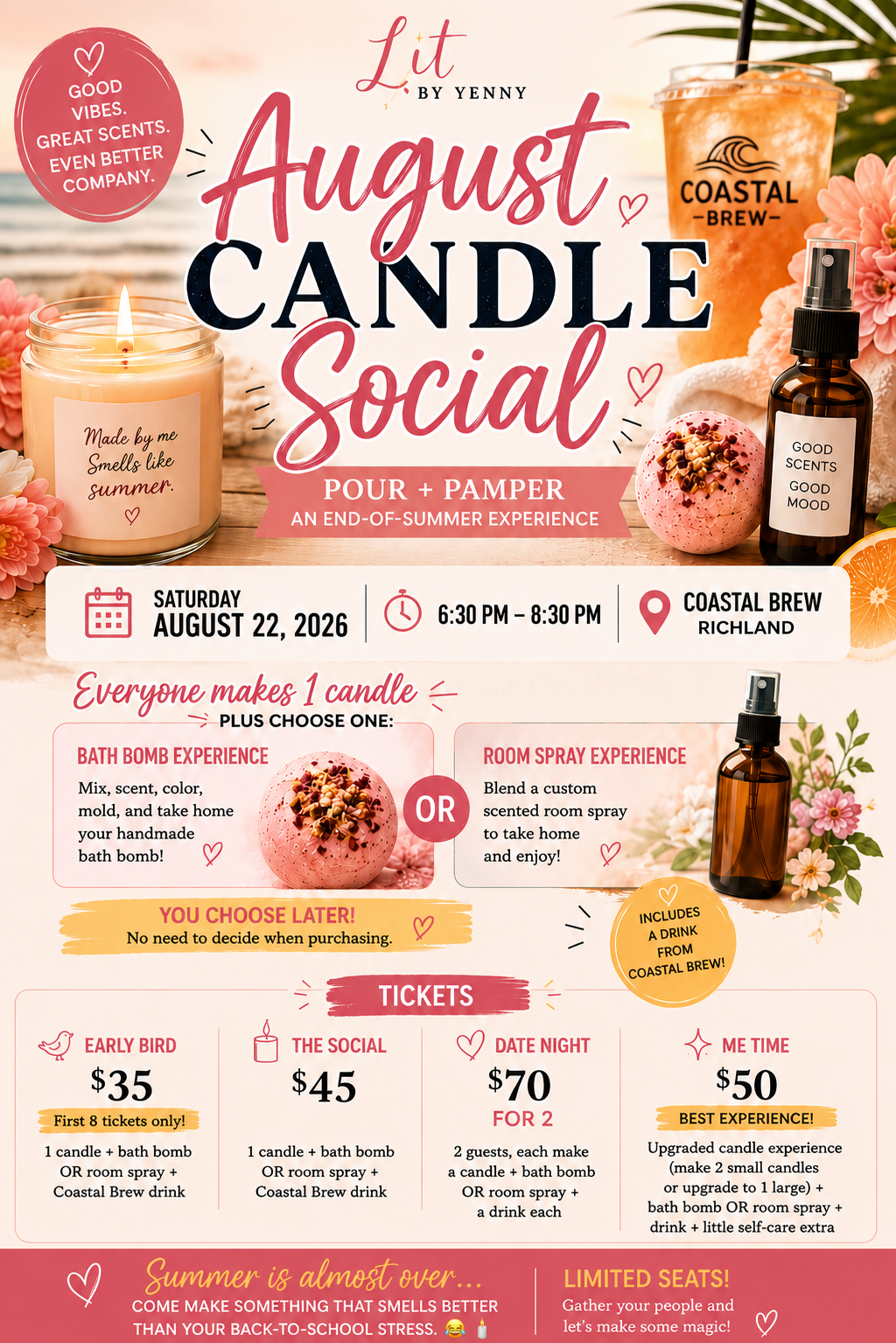 ✨Summer Lit & Sip Candle Social Club - August 22nd, 2026