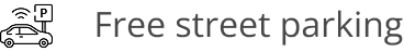 Icon of a car with the words 'Free street parking'