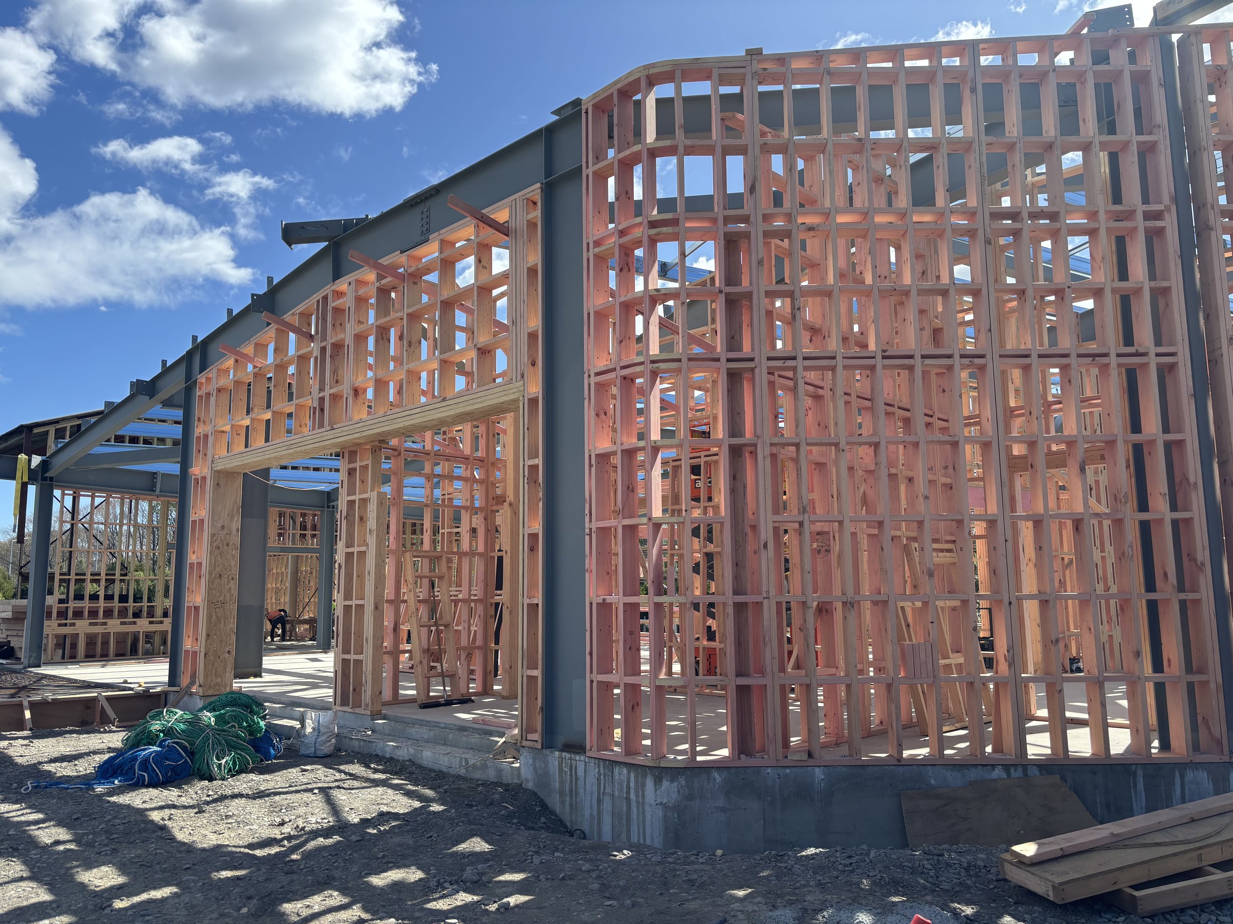 Steelwork, framing and roof cladding