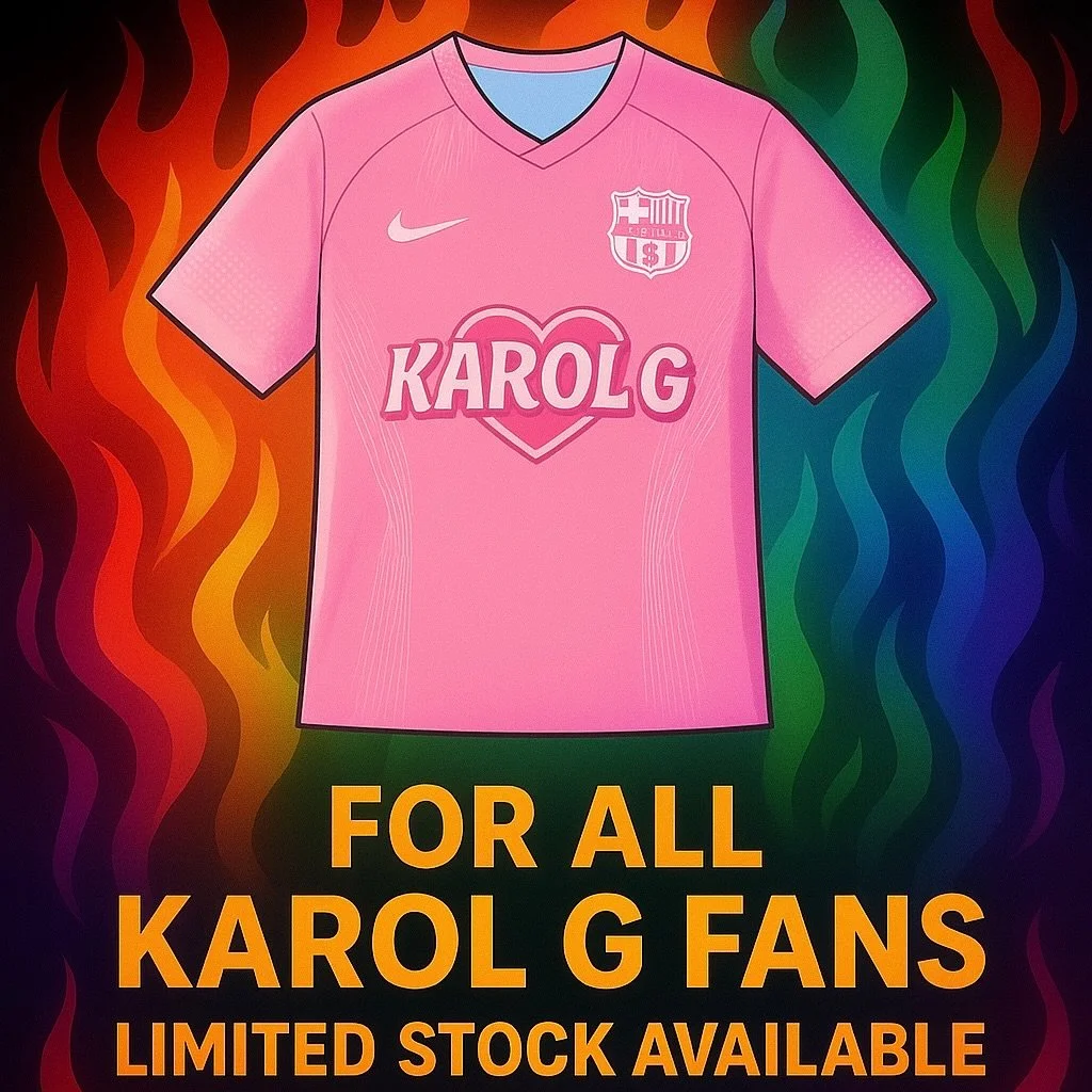 🔥 FC Barcelona x Karol G Special Edition Jersey 🔥

Celebrate style and passion with this limited-edition Bar&ccedil;a x Karol G kit &mdash; where music meets football! 🎶⚽
Featuring a bold pink design inspired by Karol G&rsquo;s signature flair and