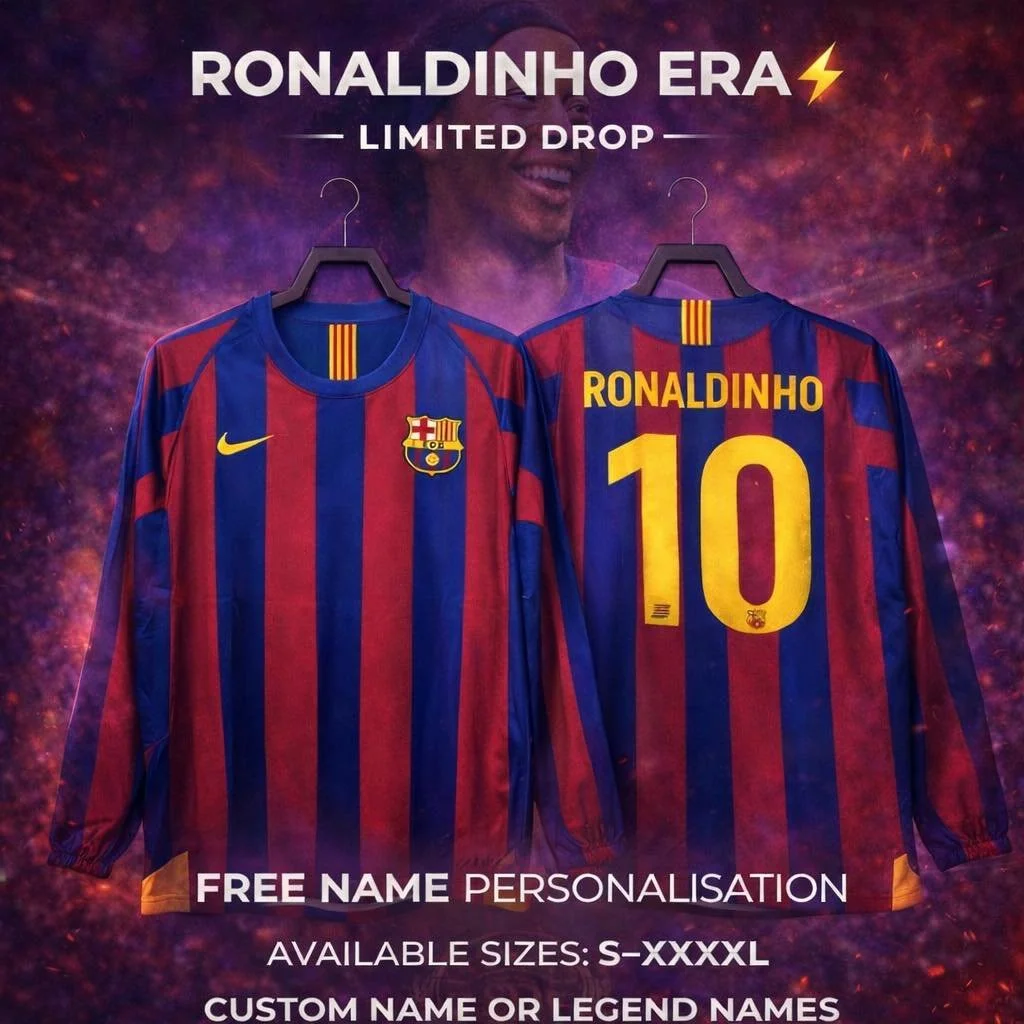 ⚡ RONALDINHO ERA IS BACK.

That feeling&hellip;
The skills. The magic. The GOAT vibes.

Now you can wear it.

🔥 FREE name personalisation
🔥 S&ndash;XXXXL available
🔥 Limited drop &mdash; no restock

Once these are gone&hellip; they&rsquo;re gone.
