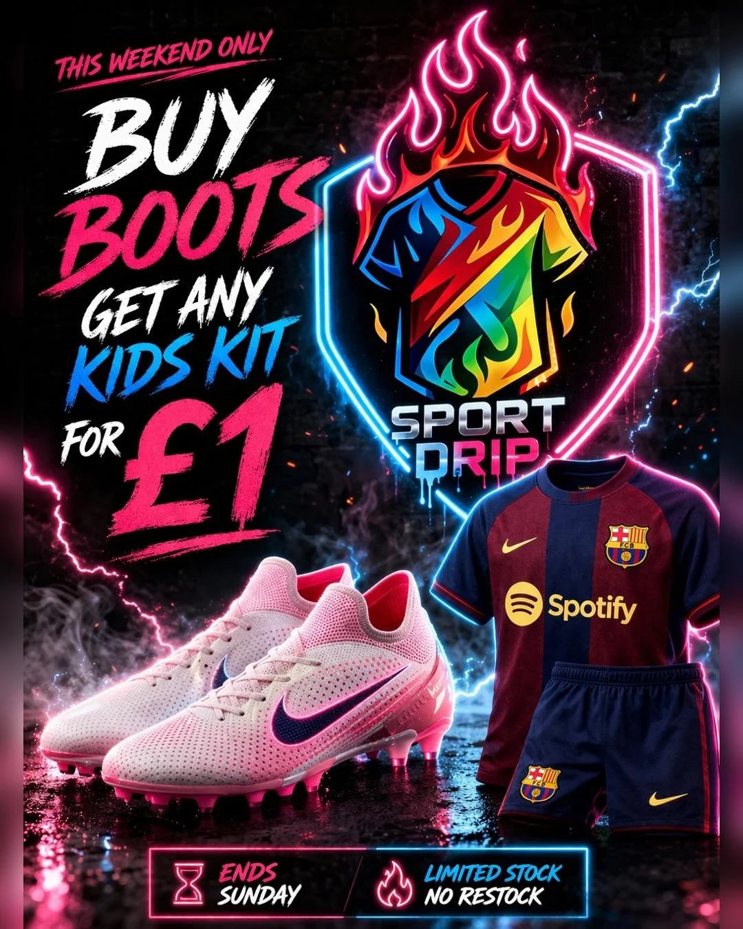 🚨 THIS WEEKEND ONLY

Buy ANY boots&hellip;
Get ANY kids kit or fan jersey for &pound;1 👀🔥

No code. No tricks.
Just add both &rarr; discount applies.

⏳ Ends Sunday
⚠️ No restock after

👉 sportdrip.net

#sale #football #boots #soccer #soccerlife