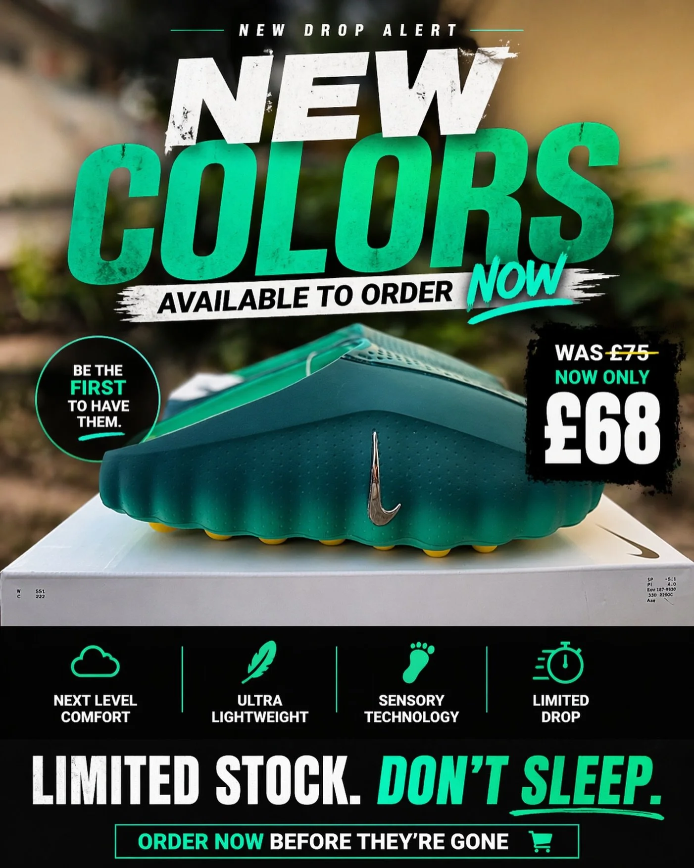 NEW DROP. ZERO EXCUSES.

Step into comfort that hits different. These aren&rsquo;t just slides &mdash; they&rsquo;re engineered for all-day wear with ultra-lightweight feel and next-level cushioning that your feet will thank you for instantly.

🔥 Bu