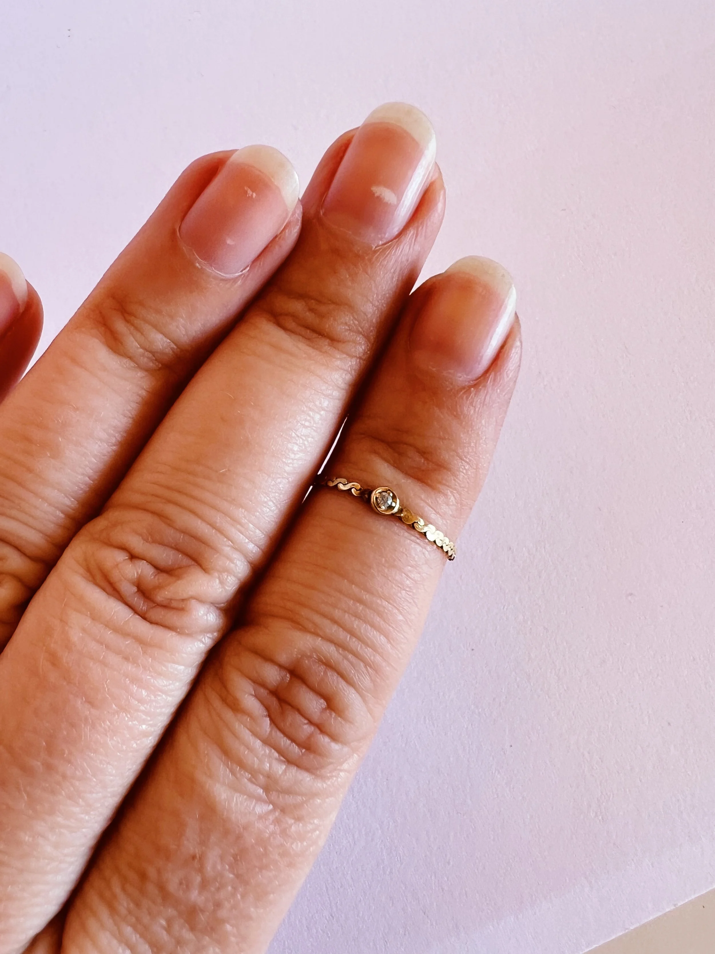 14k Chain Diamond Chip Ring