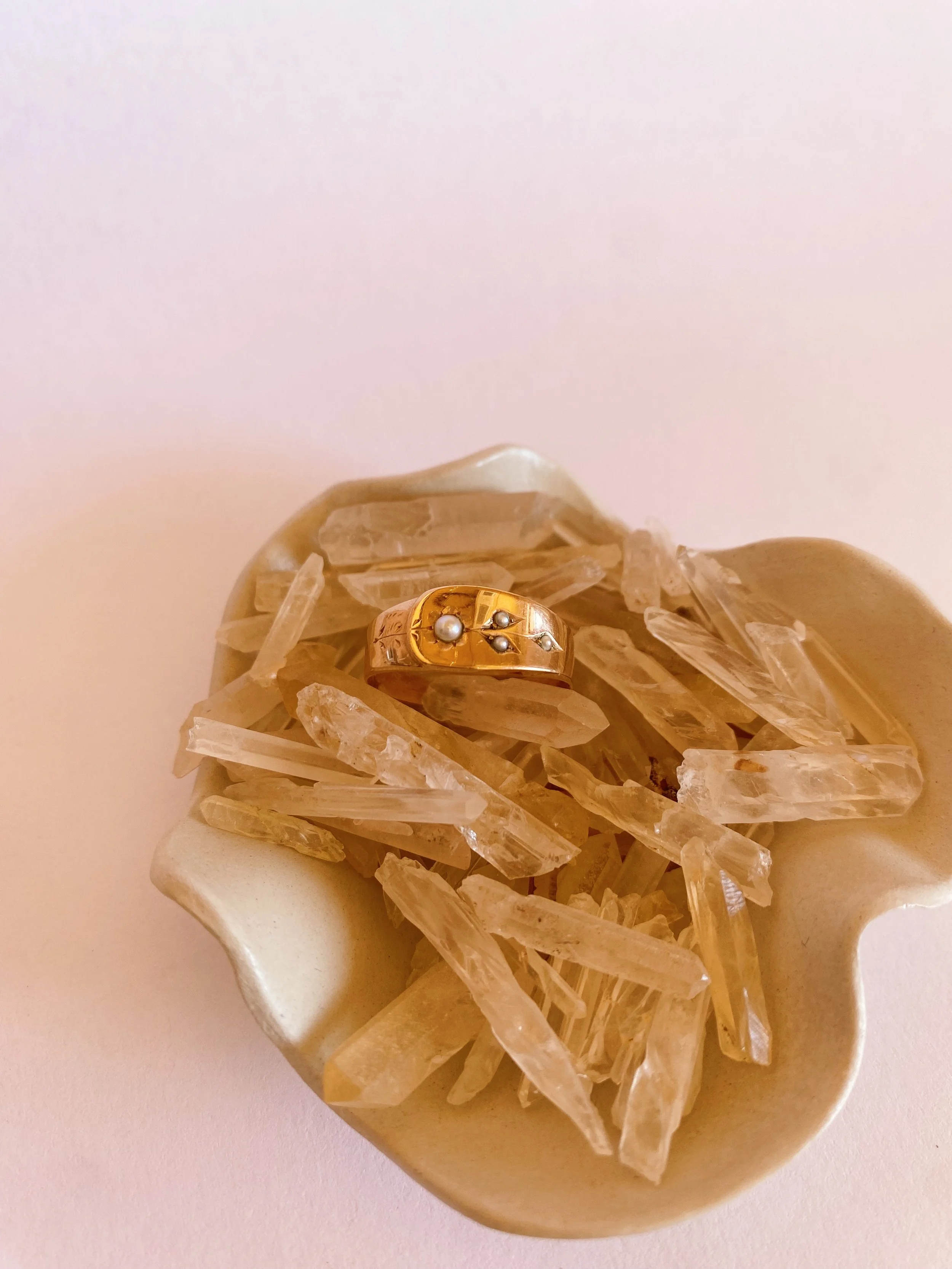 Vintage Rose Gold and Seed Pearl Ring