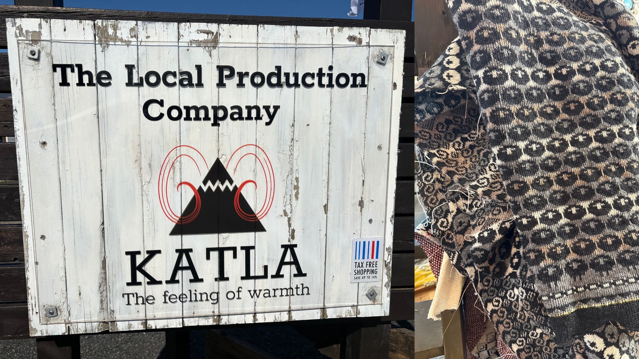 Katla knitting company and a machine knitted blanket  with intarsia sheep