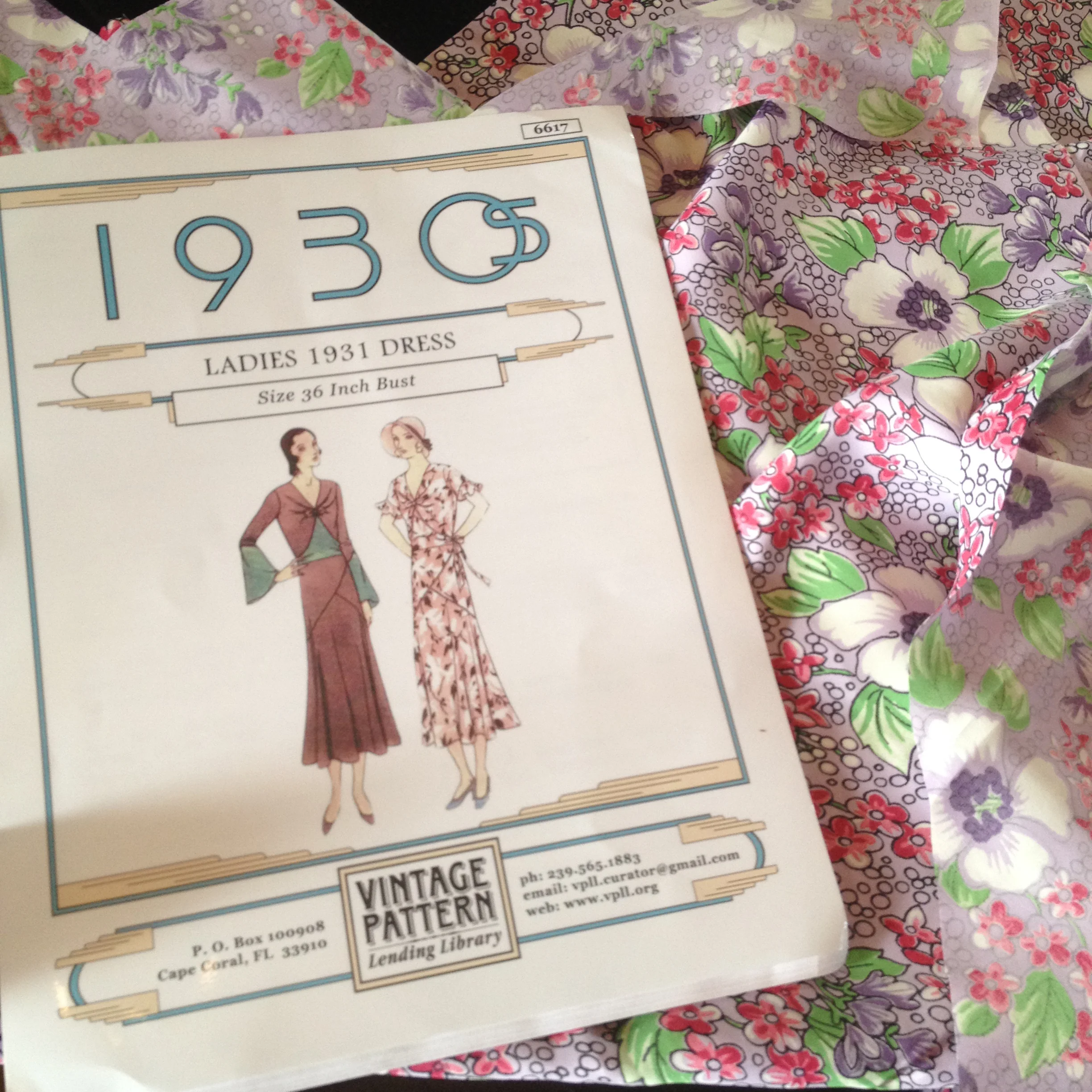 Here is the pattern I'm using and the fashion fabric I'll use for my actual "Gatsby" dress.