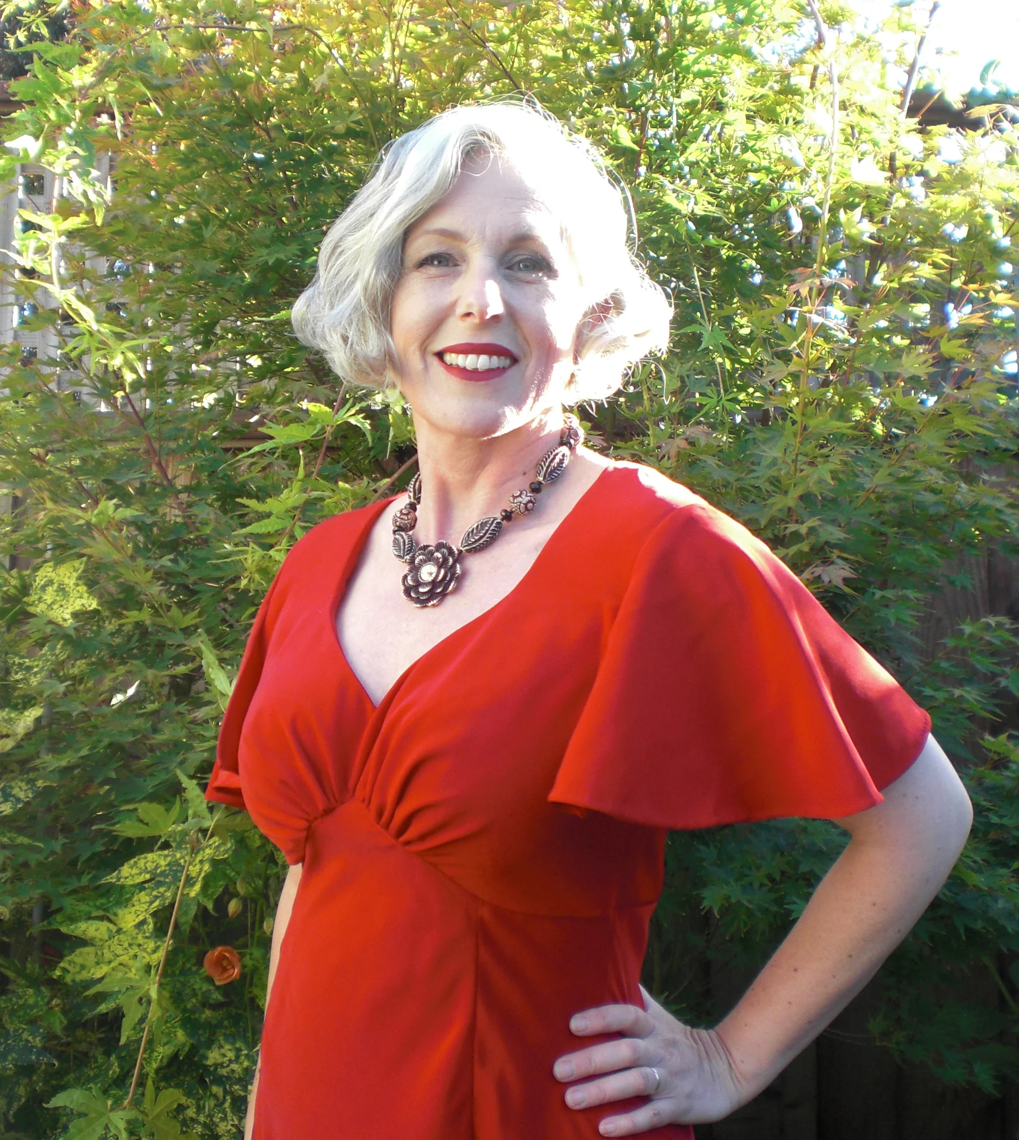 The dress I made with the sleeve from 3221 (let me know if you want to hear/read about this dress - It has quite a story!)