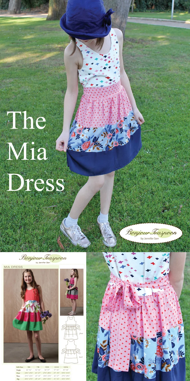 Bonjour Teaspoon Sewing Patterns - The Mia Dress for Tweens