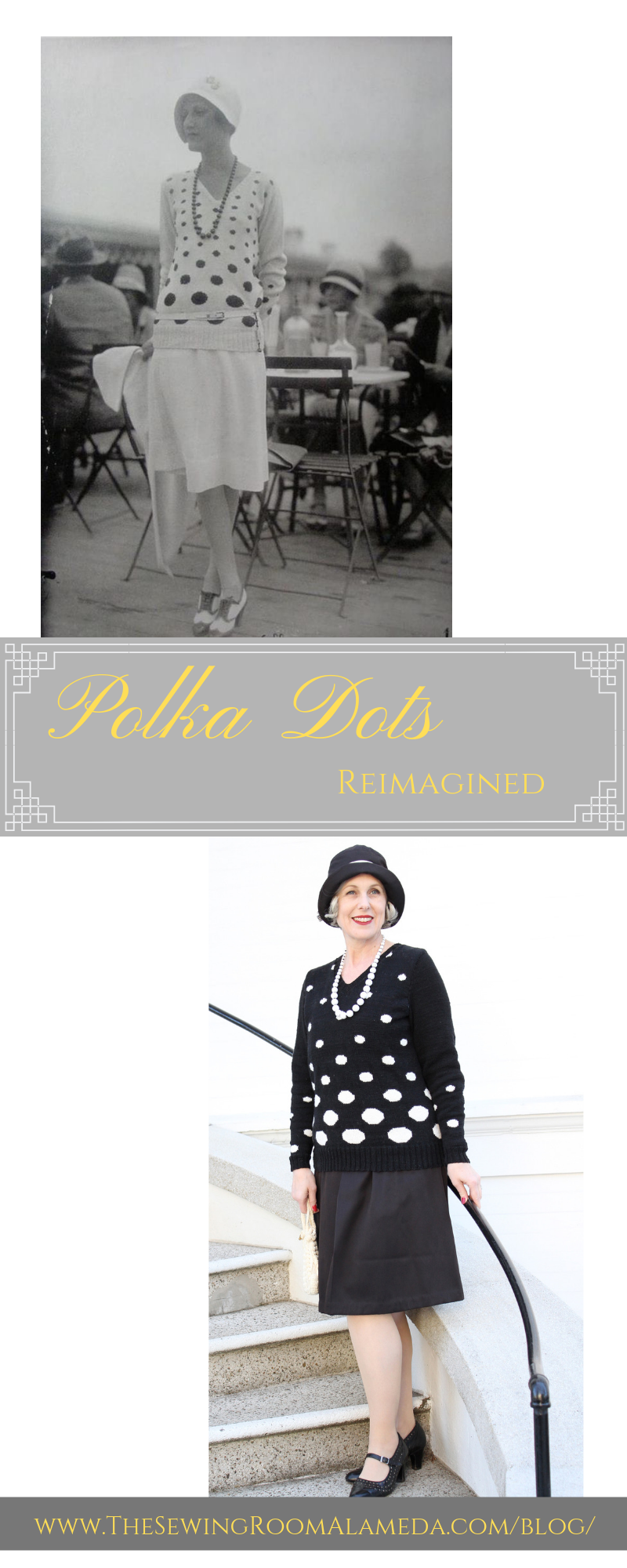 Polka Dots Reimagined - My finished 1920's Polka Dot Sweater &amp; Black Cloche Hat