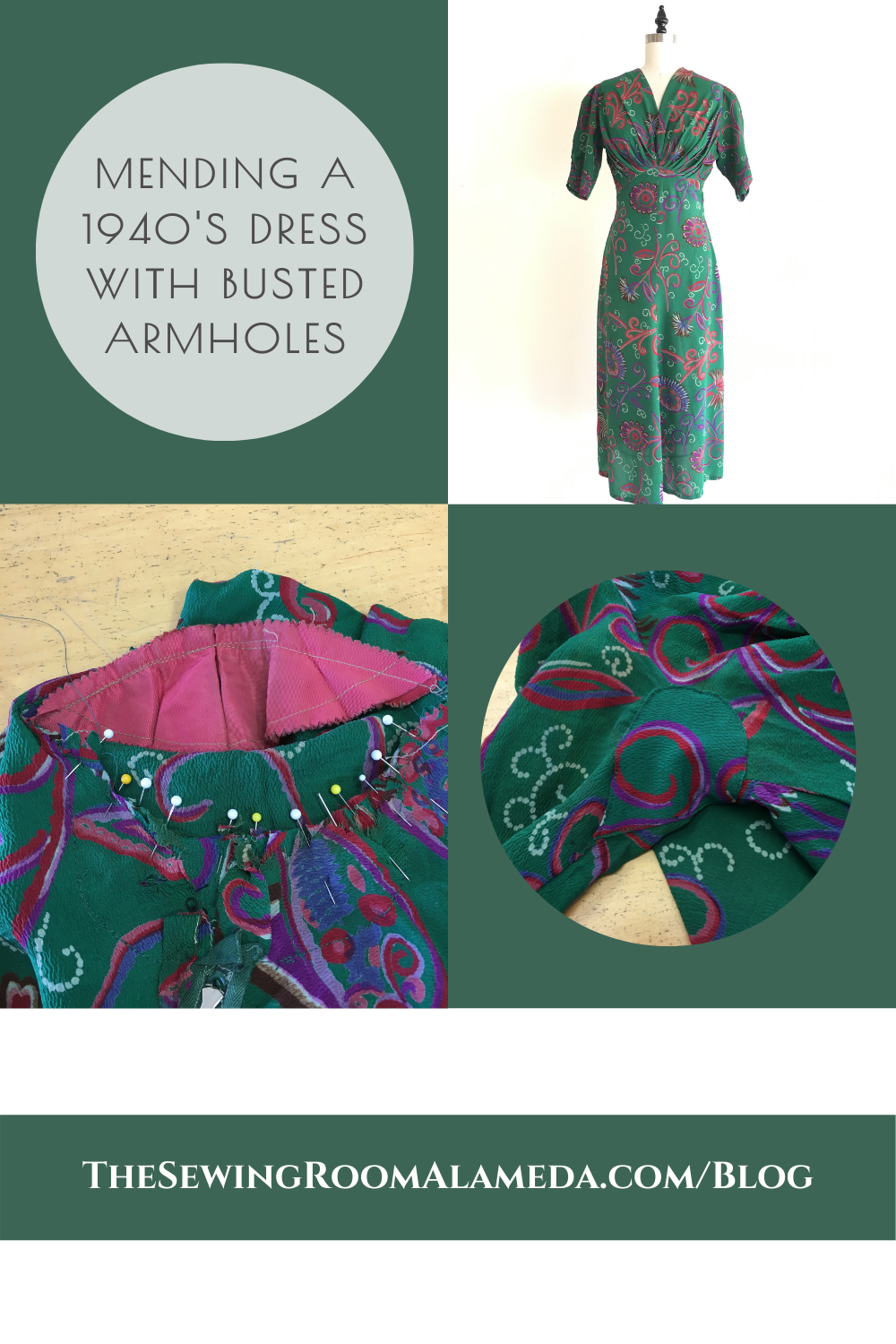 How to Mend a Vintage Dress with Busted out Armholes