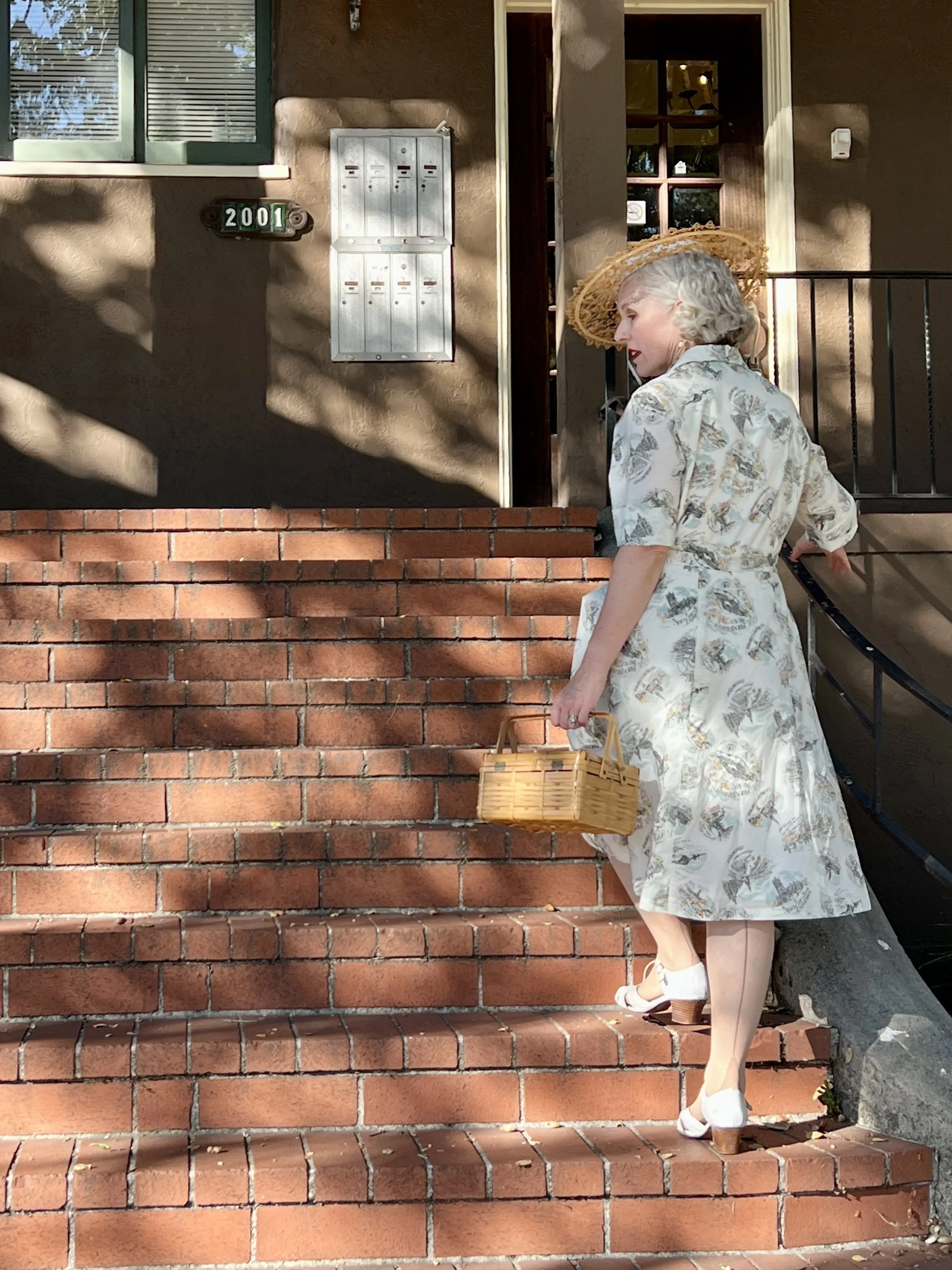 Vintage Alameda, straw bergere hat, vintage straw hat, 1950's style, vintage apartment, Everyday vintage